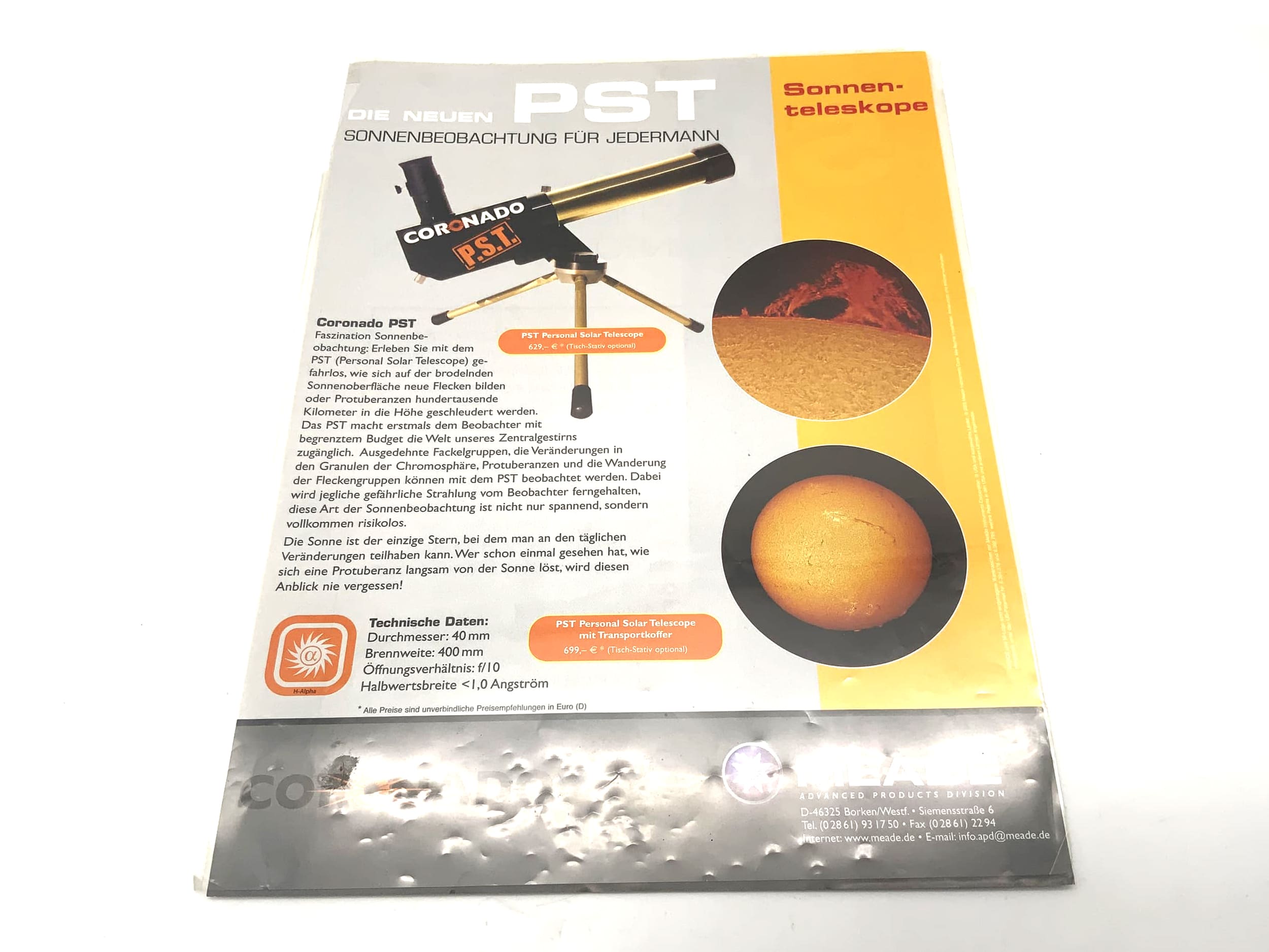 Coronado Sonnenteleskop ST 40/400 PST Personal Solar Teleskop mit Koffer