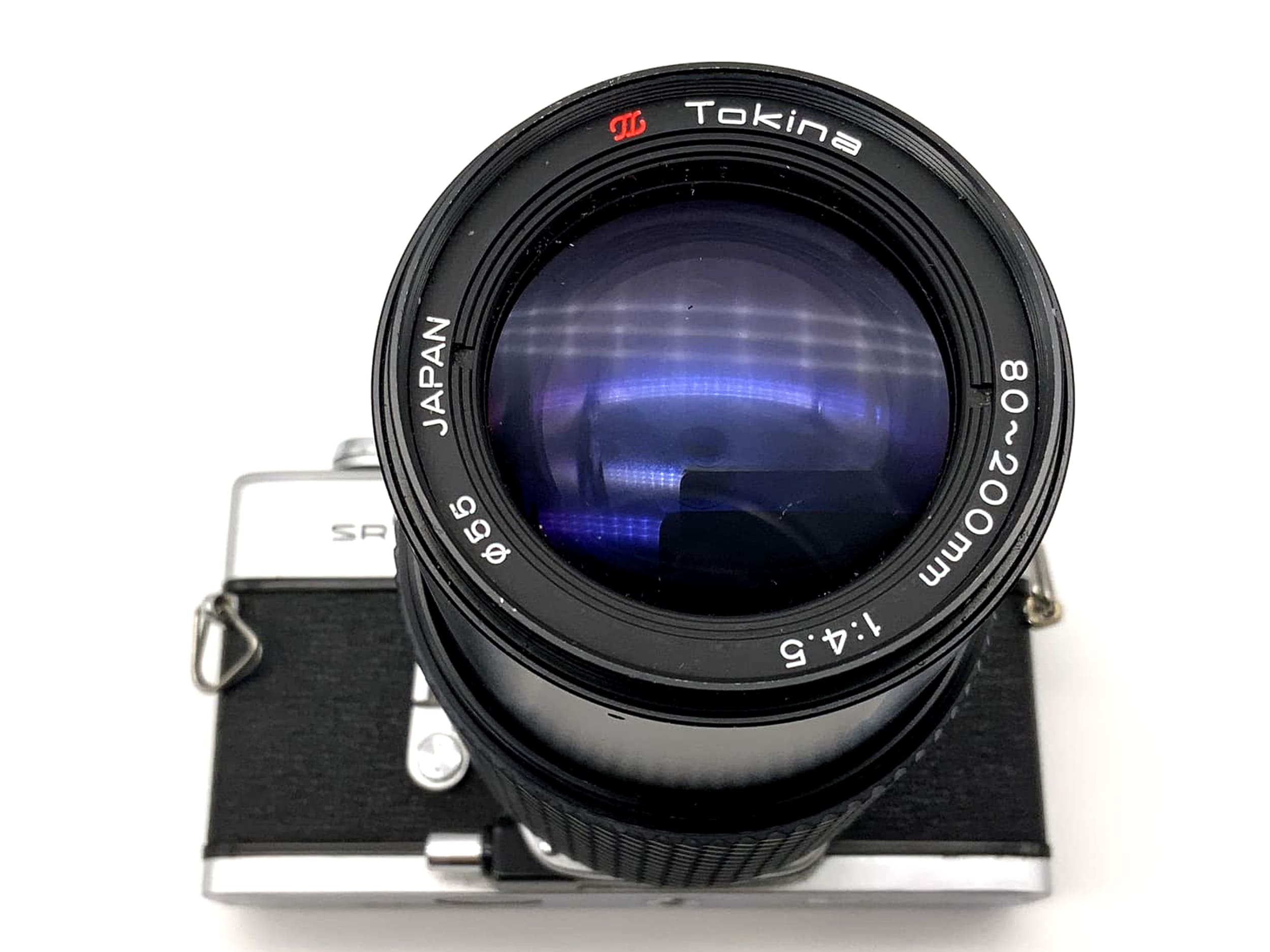 Minolta SRT101 mit Tokina 4.5 80-200mm Objektiv Spiegelreflexkamera 35mm analog