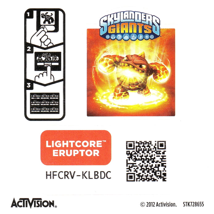 Skylanders Giants Lightcore Eruptor Aufkleber