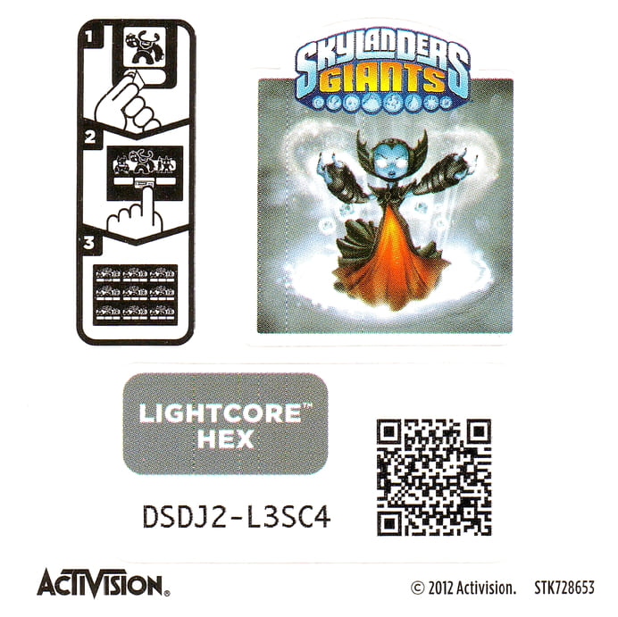 Skylanders Giants Lightcore Hex Aufkleber