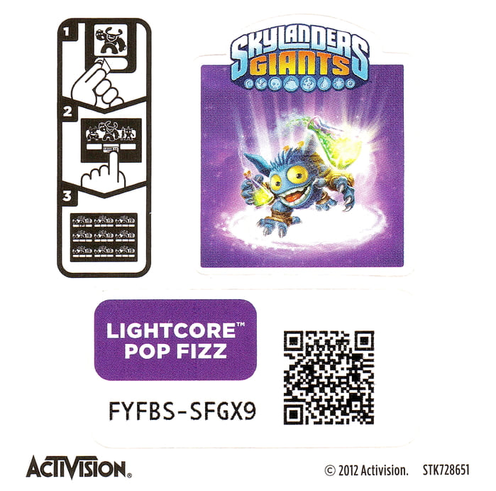 Skylanders Giants Lightcore Pop Fizz Aufkleber