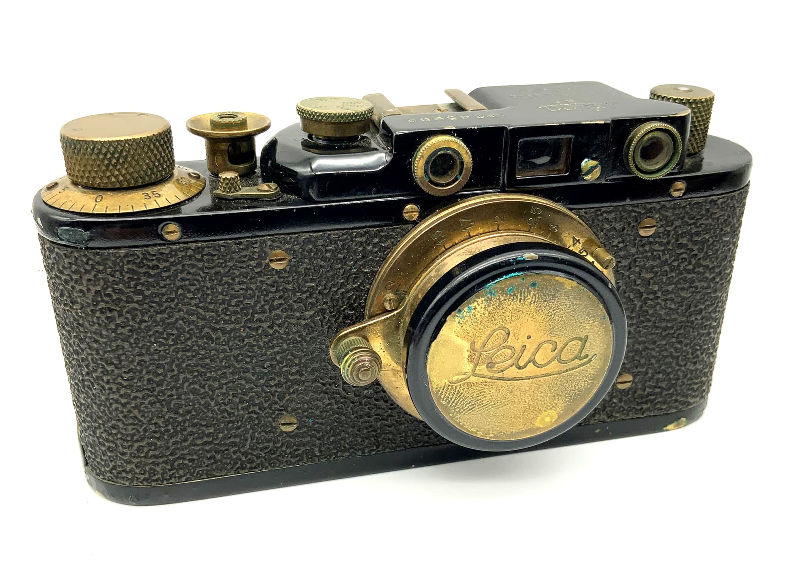 Leica IIIa mit Elmar 50mm USSR Nachbau Sucherkamera schwarz gold wie Leica 3a