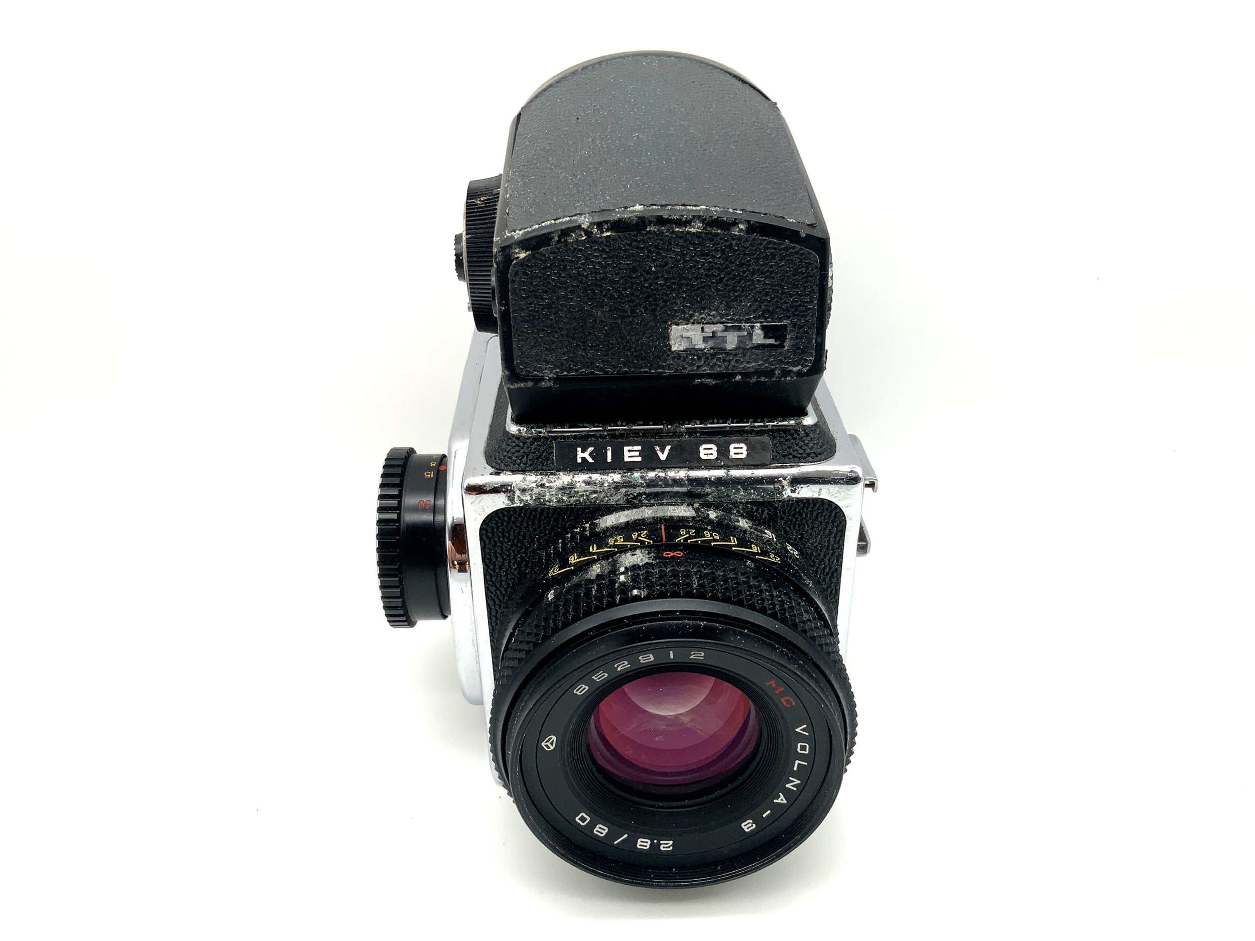 Arsenal Kiev 88 Mittelformatkamera mit Volna-3 2.8/80 MC mit TTL Prisma