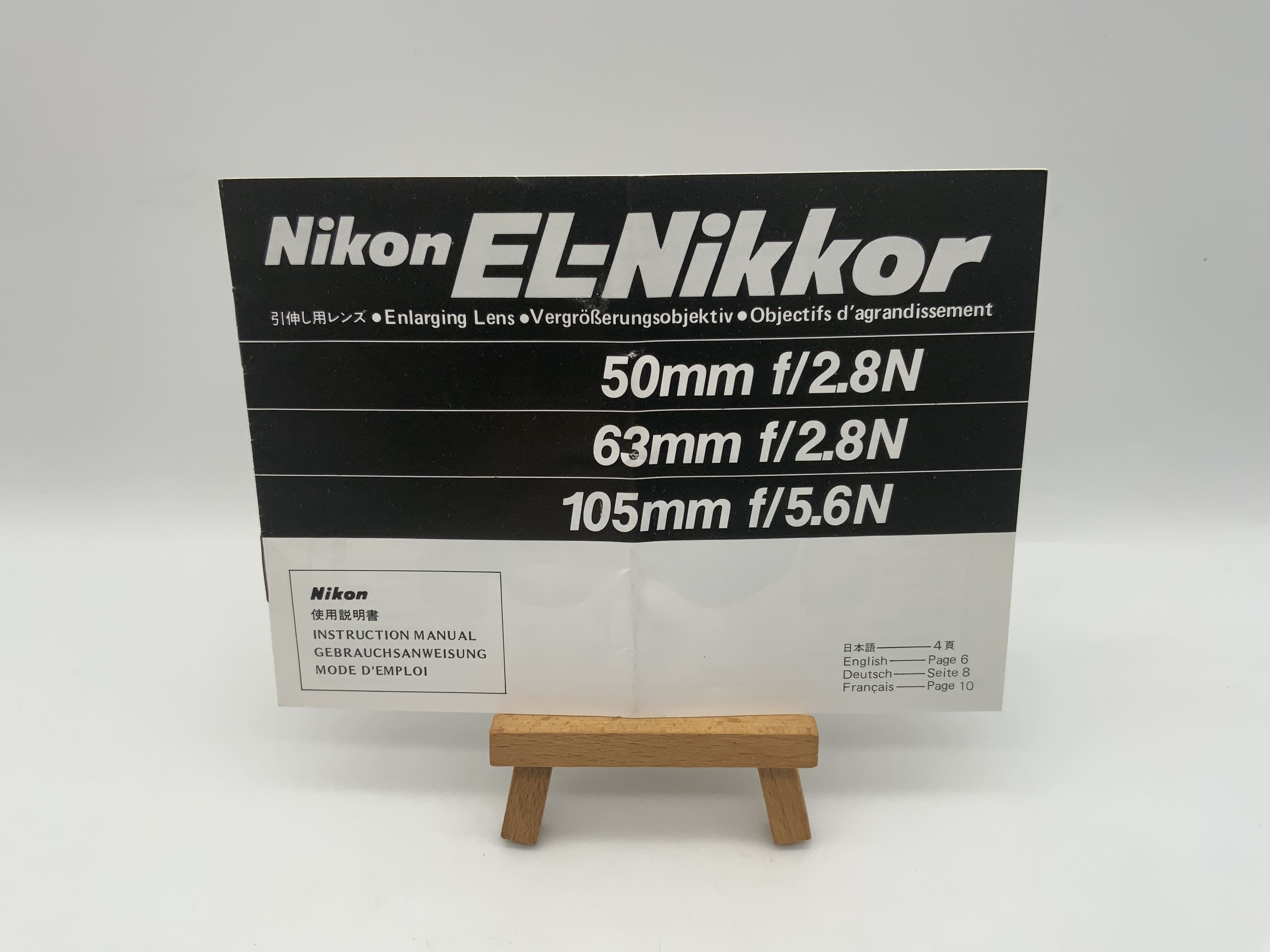 Nikon EL-Nikkor 50mm f/2.8/ 63mm f/2.8N 105mm f/5.6N Bedienungsanleitung Deutsch