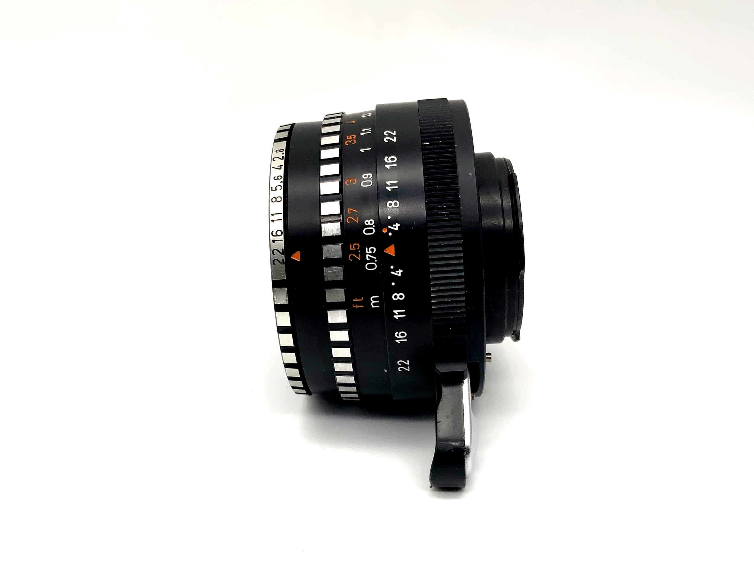 Meyer Optik Görlitz 50mm 1:2.8 Objektiv Domiplan Zebra automatic Lens (Exa)