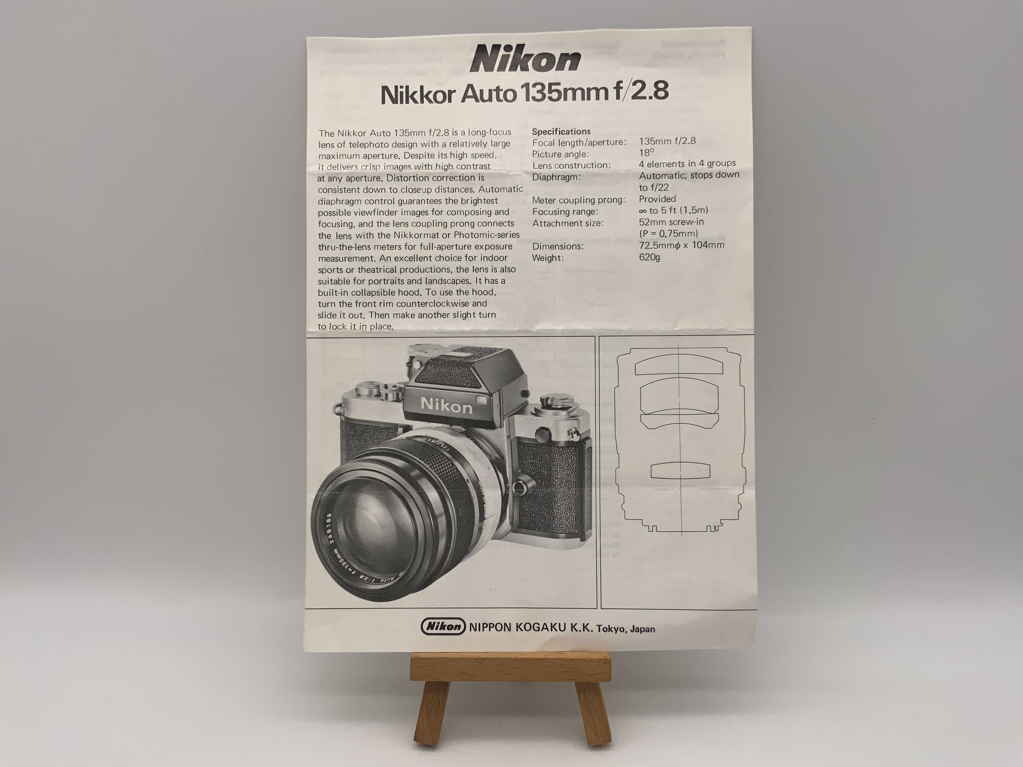 Nikon Nikkor Auto 135mm f/2.8 Gebrauchsanweisung Bedienungsanleitung Deutsch