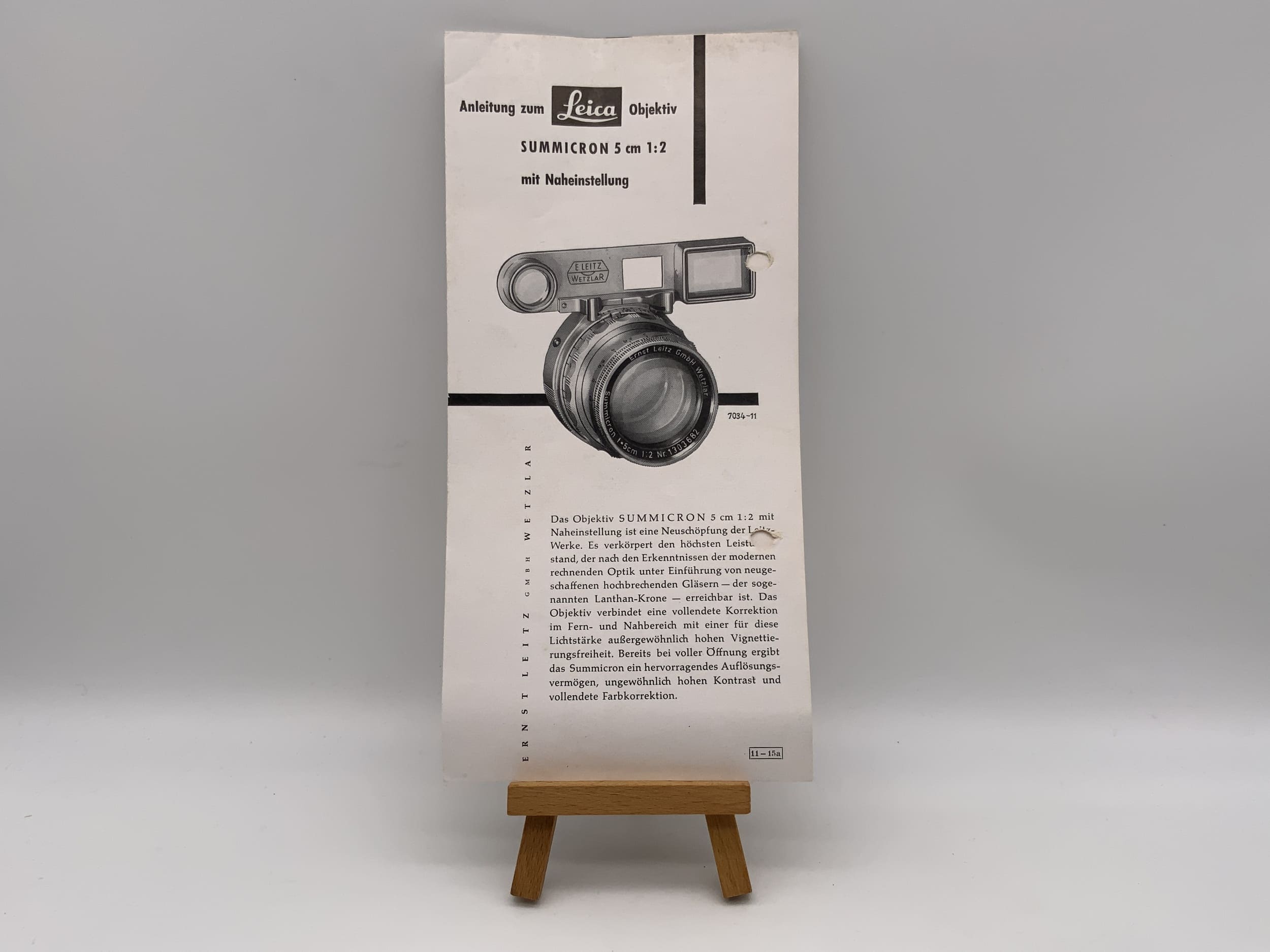 Leica Summicron 5cm 1:2 mit Naheinstellung (11-15a) Bedienungsanleitung Deutsch