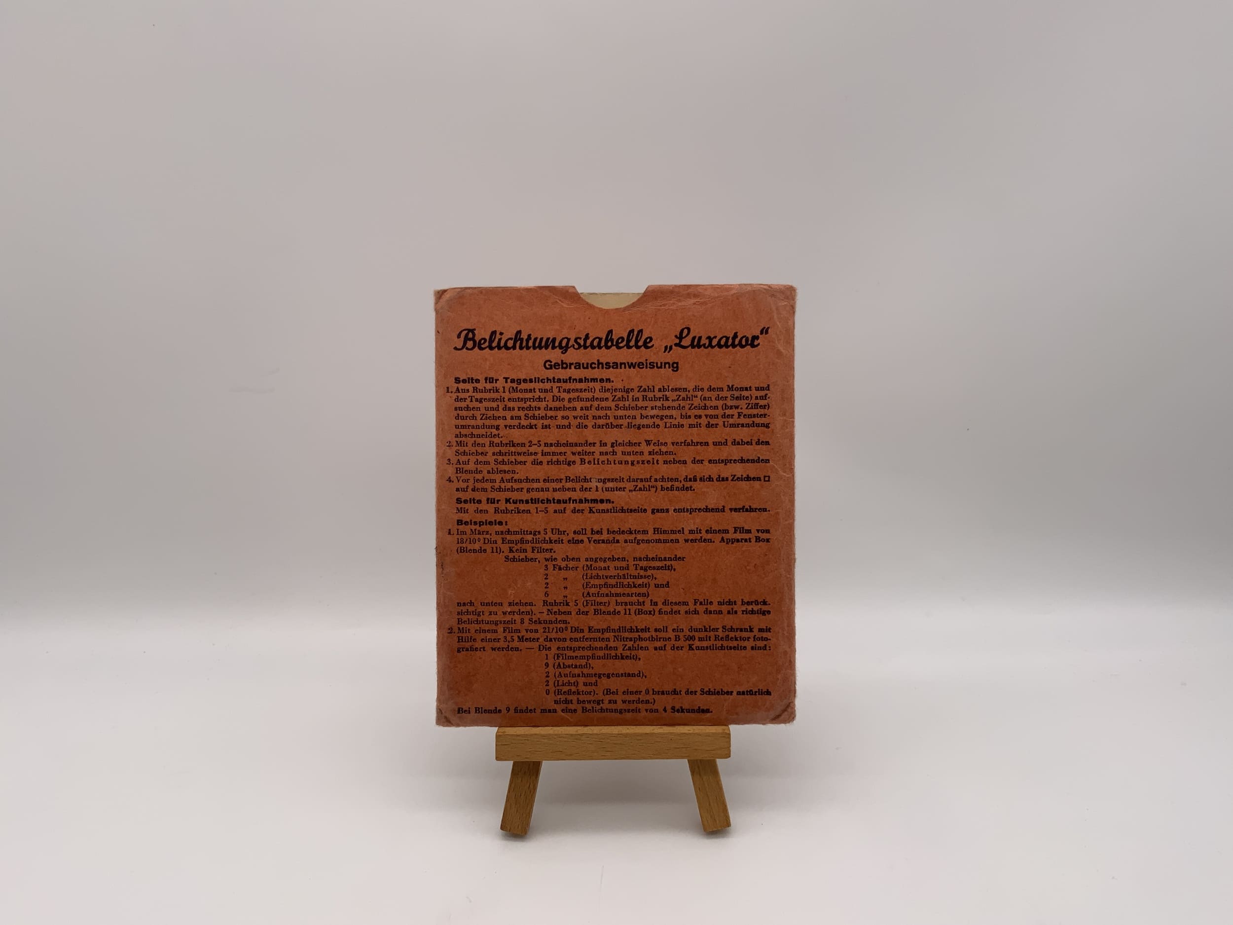 Luxator Belichtugstabelle Bedienungsanleitung Deutsch