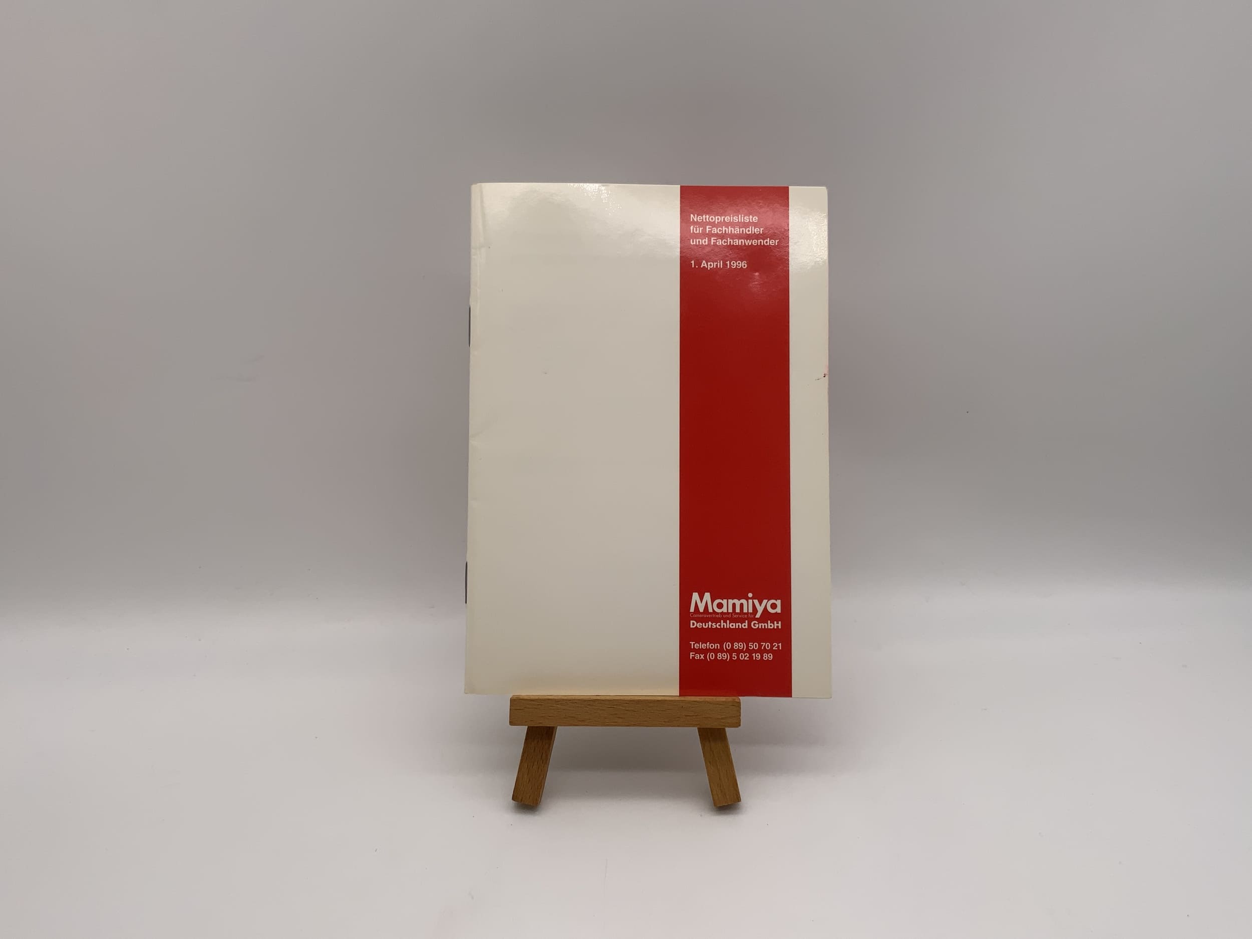 Mamiya Preisliste 1996 Nettopreisliste für Händler und Fachanwender Deutsch
