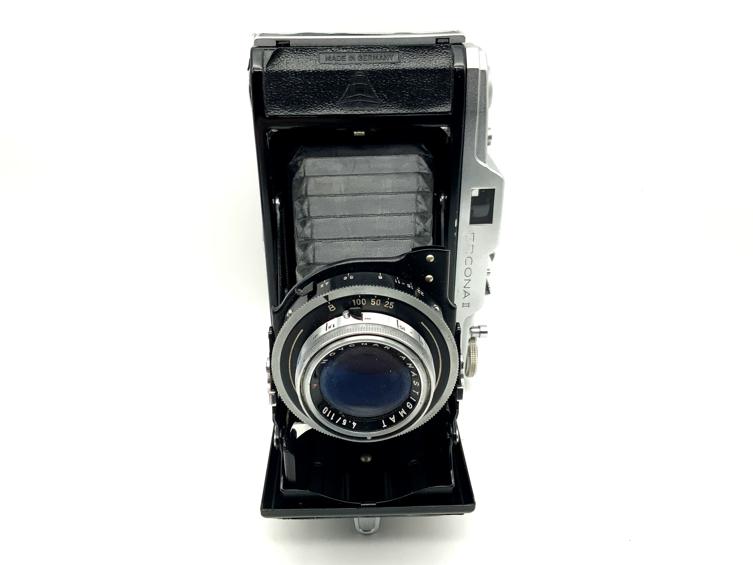 Pentacon Ercona II Klappkamera mit Novar Anastigmat 1:4,5 110mm red V