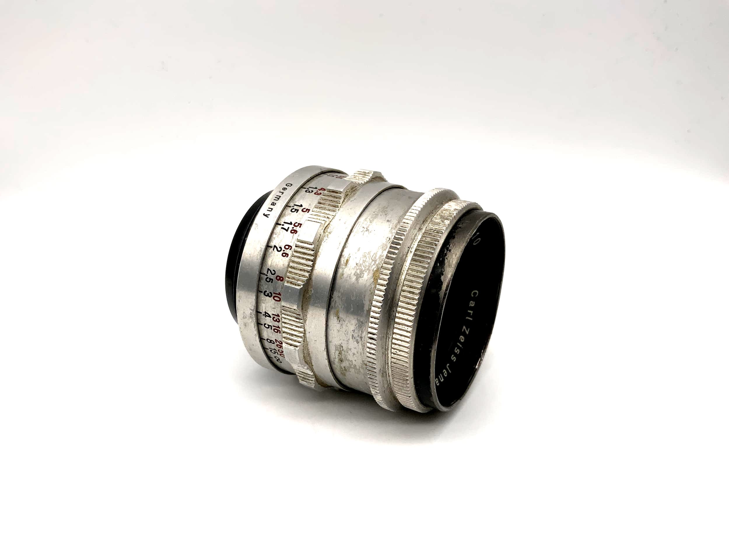 Carl Zeiss 50mm 1:3.5 Objektiv Tessar Q1 compact red T 14 Blades Lens (M42)