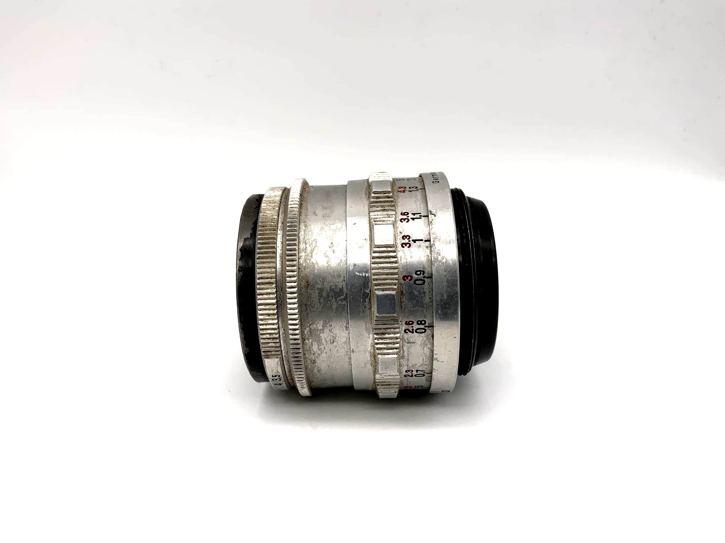 Carl Zeiss 50mm 1:3.5 Objektiv Tessar Q1 compact red T 14 Blades Lens (M42)