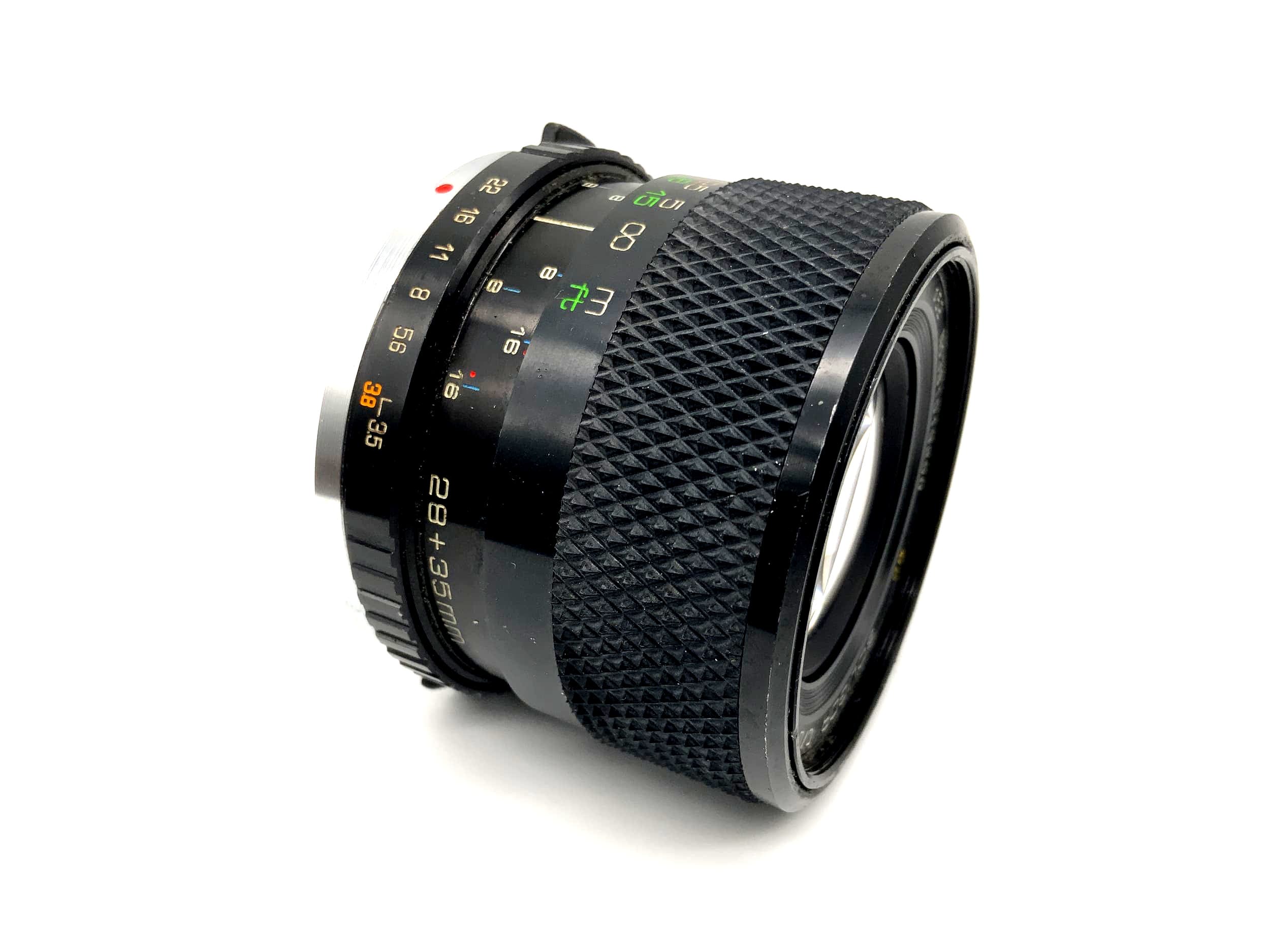 Soligor 28mm+35mm 1:3.5+3.8 Objektiv MC C/D Dualfocal Kamera Lens (Olympus OM)