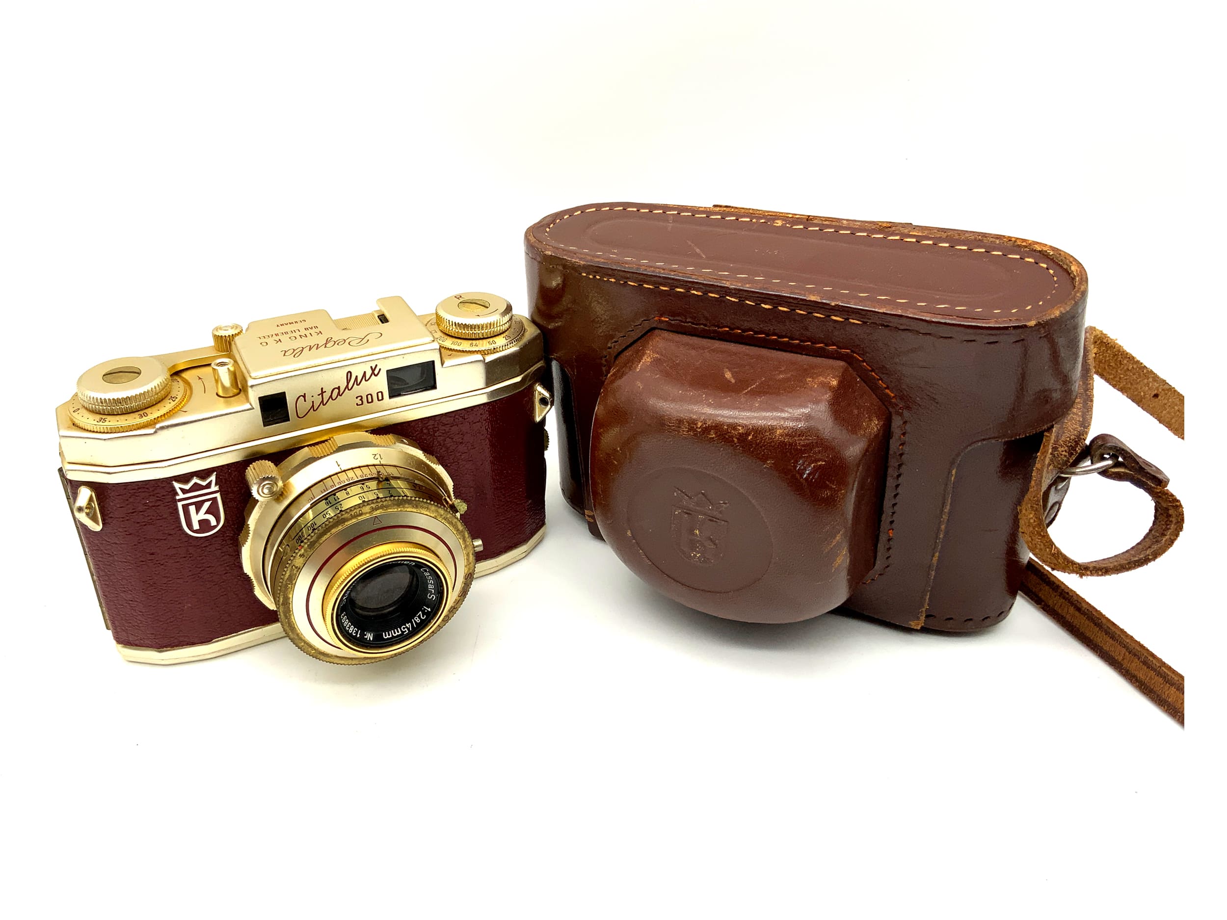 King KG Regula Citalux 300 mit Cassar S 1:2.8/45mm Prontor-SVS gold mit Tasche