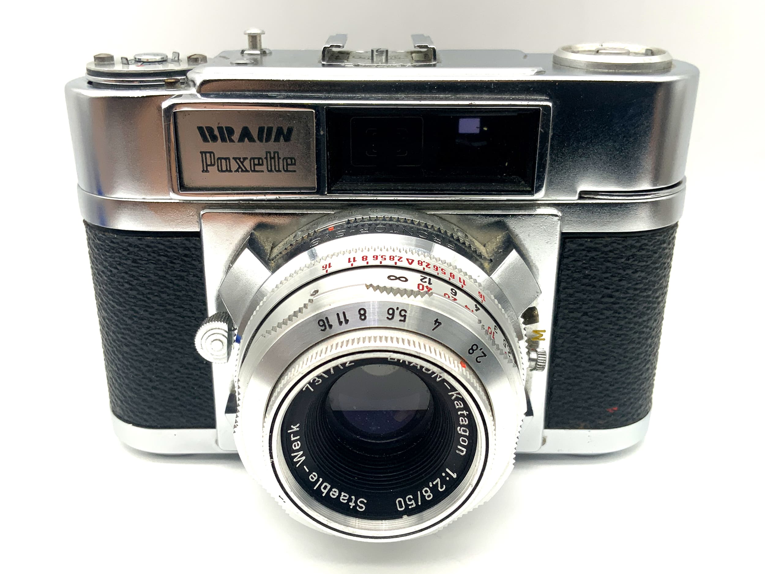 Braun Paxette Sucherkamera mit Katagon 1:2.8/50 Prontor-SVS Analogkamera