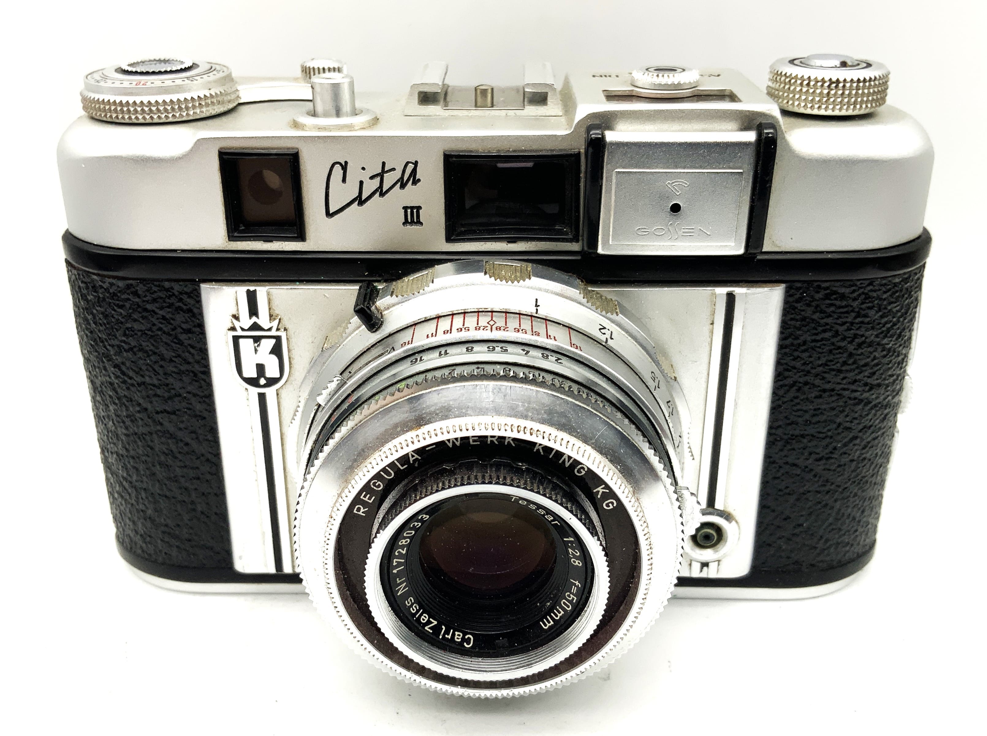 King KG Regula Cita III Sucherkamera Tessar 1:2.8/50 Prontor-SVS !Beli defekt!