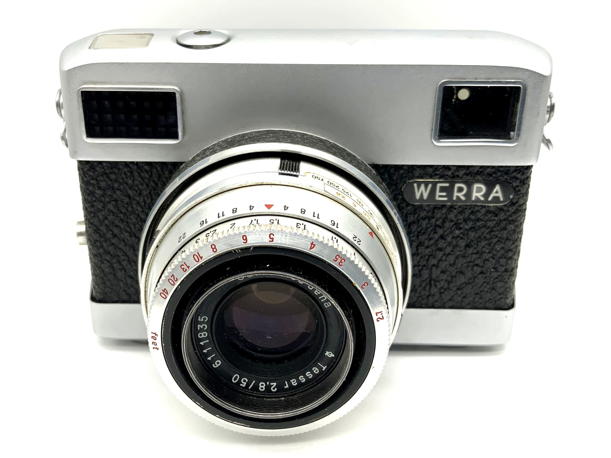 Carl Zeiss Jena Werra 1 Sucherkamera mit Tessar 2.8/50 Prestor RVS schwarz