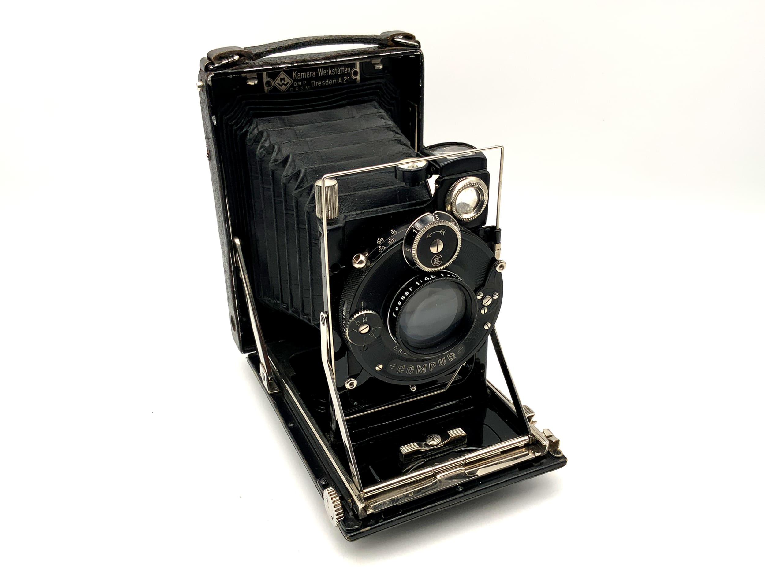 KW Patent Etui Plattenkamera mit Carl Zeiss Tessar 1:4.5 f=12cm Compur 0
