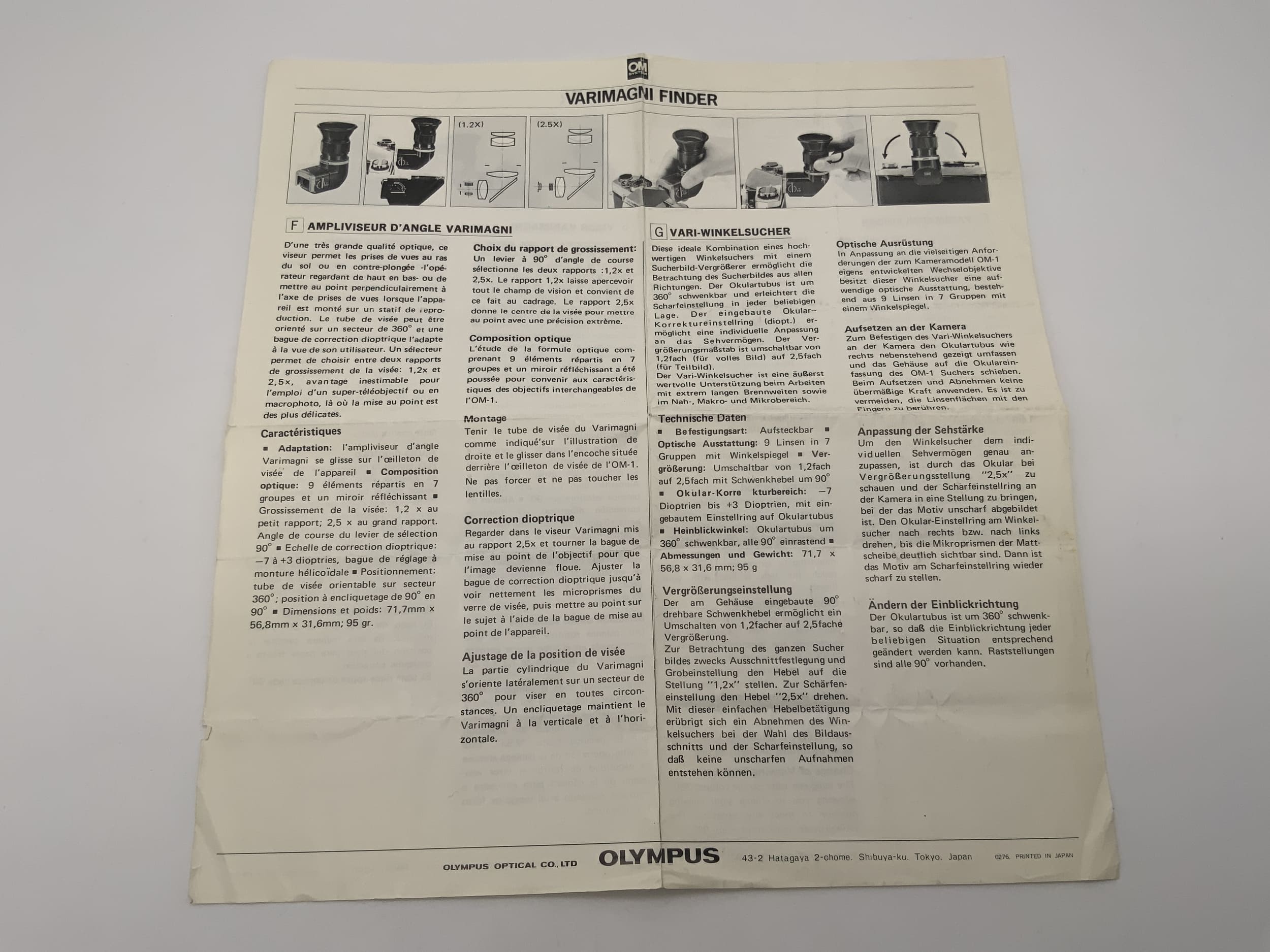 Olympus Varimagni Finder Bedienungsanleitung