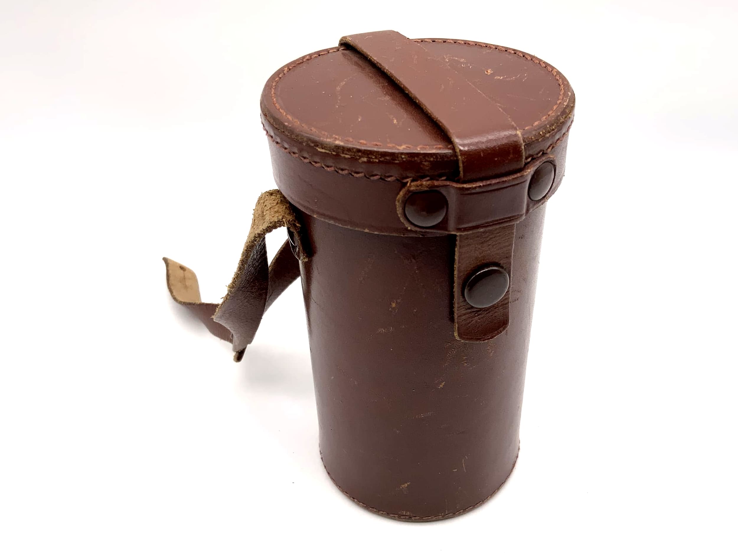 Köcher braun ca.13x7,5cm Leder Objektivtasche universell Hard Case Lens Case