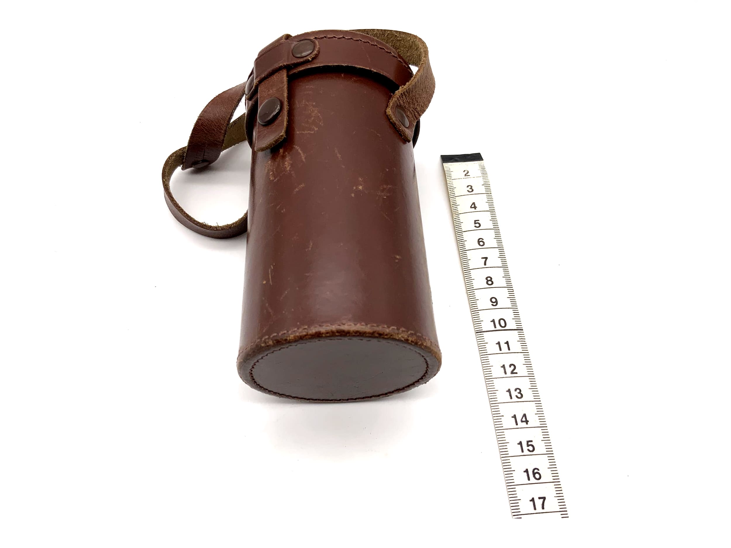 Köcher braun ca.13x7,5cm Leder Objektivtasche universell Hard Case Lens Case