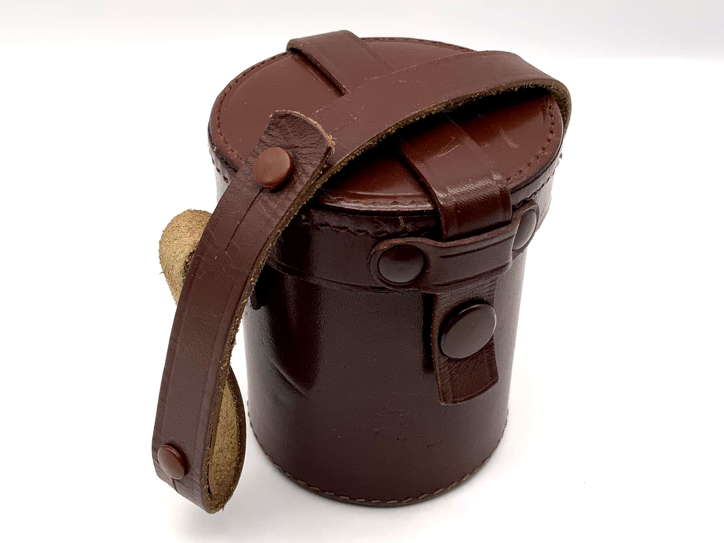 Köcher braun ca.9x7cm Leder Objektivtasche universell Hard Case Lens Case