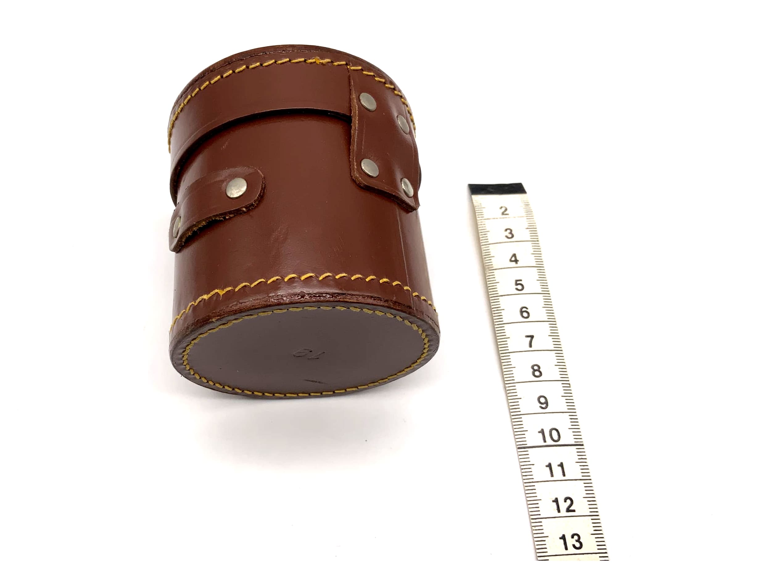 Köcher braun ca.8x7cm ´(19) Leder Objektivtasche universell Hard Case Lens Case