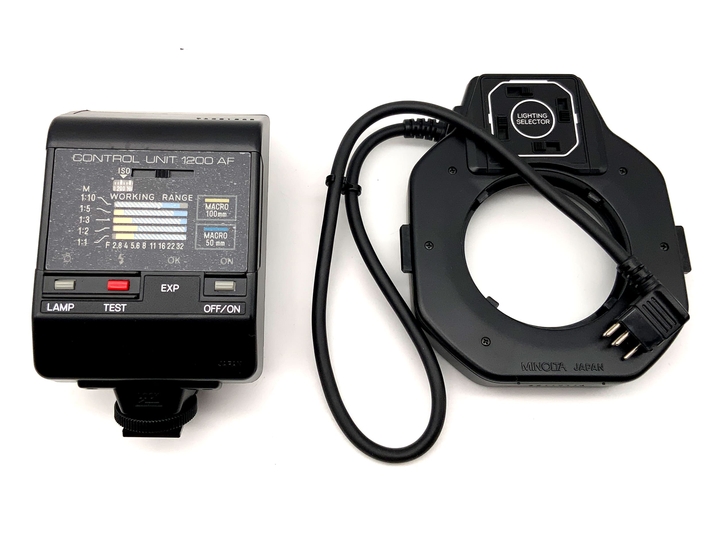 Minolta Macro Flash 1200AF Set(n) Makroblitz für Nahaufnahmen in OVP Blitz Flash