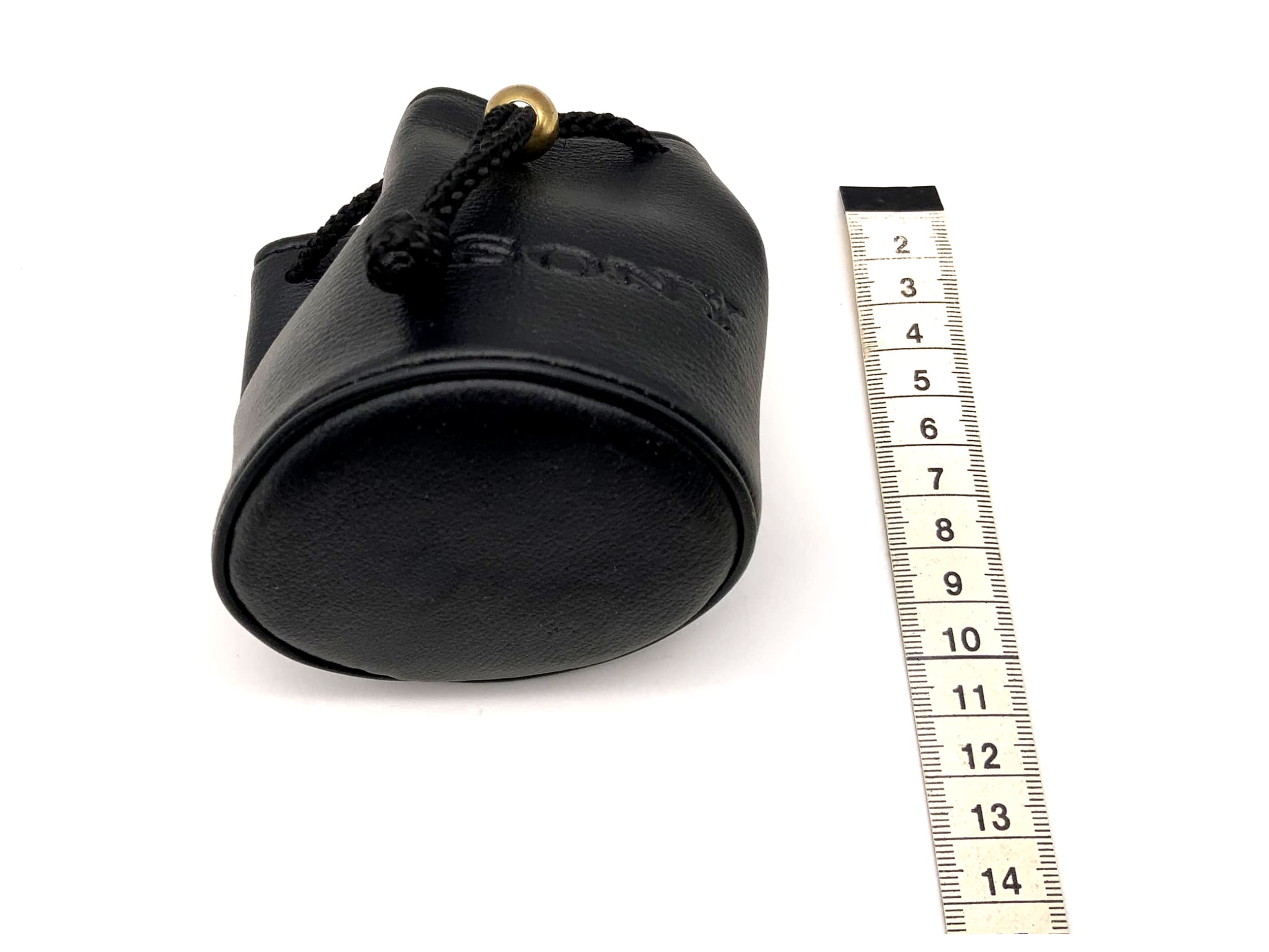 Sony Köcher schwarz ca.8x8cm Leder Objektivbeutel universell Lens Case