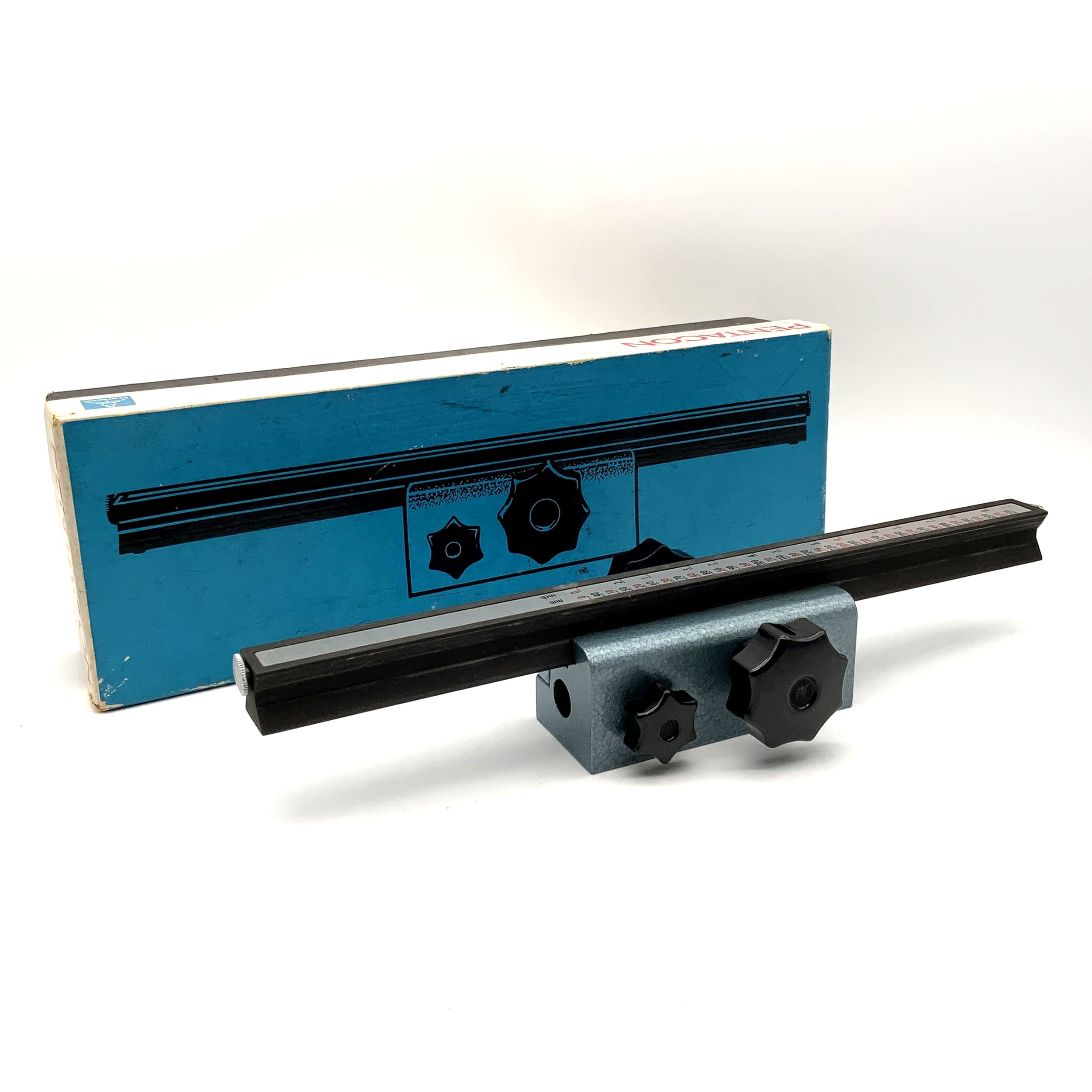 Pentacon Einstellschlitten blau focusing Rack für großes Balgengerät in OVP