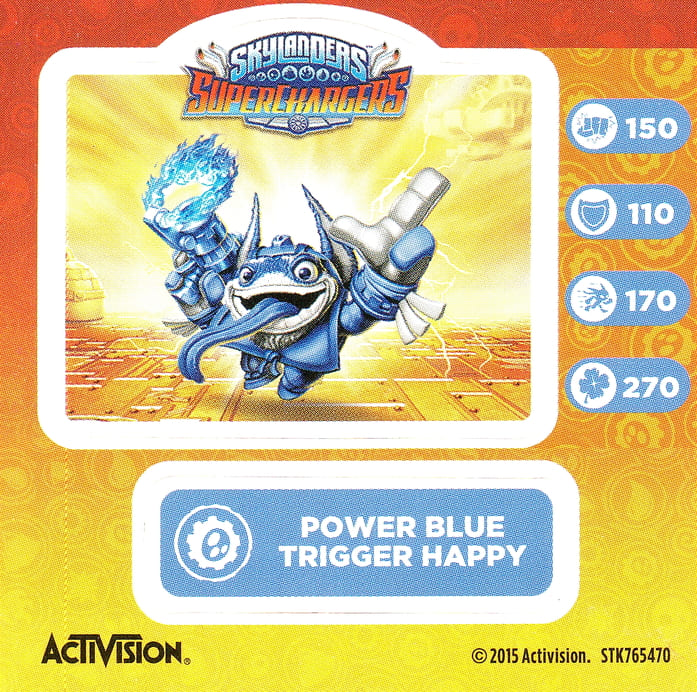Skylanders Superchargers Power Blue Trigger Happy Aufkleber