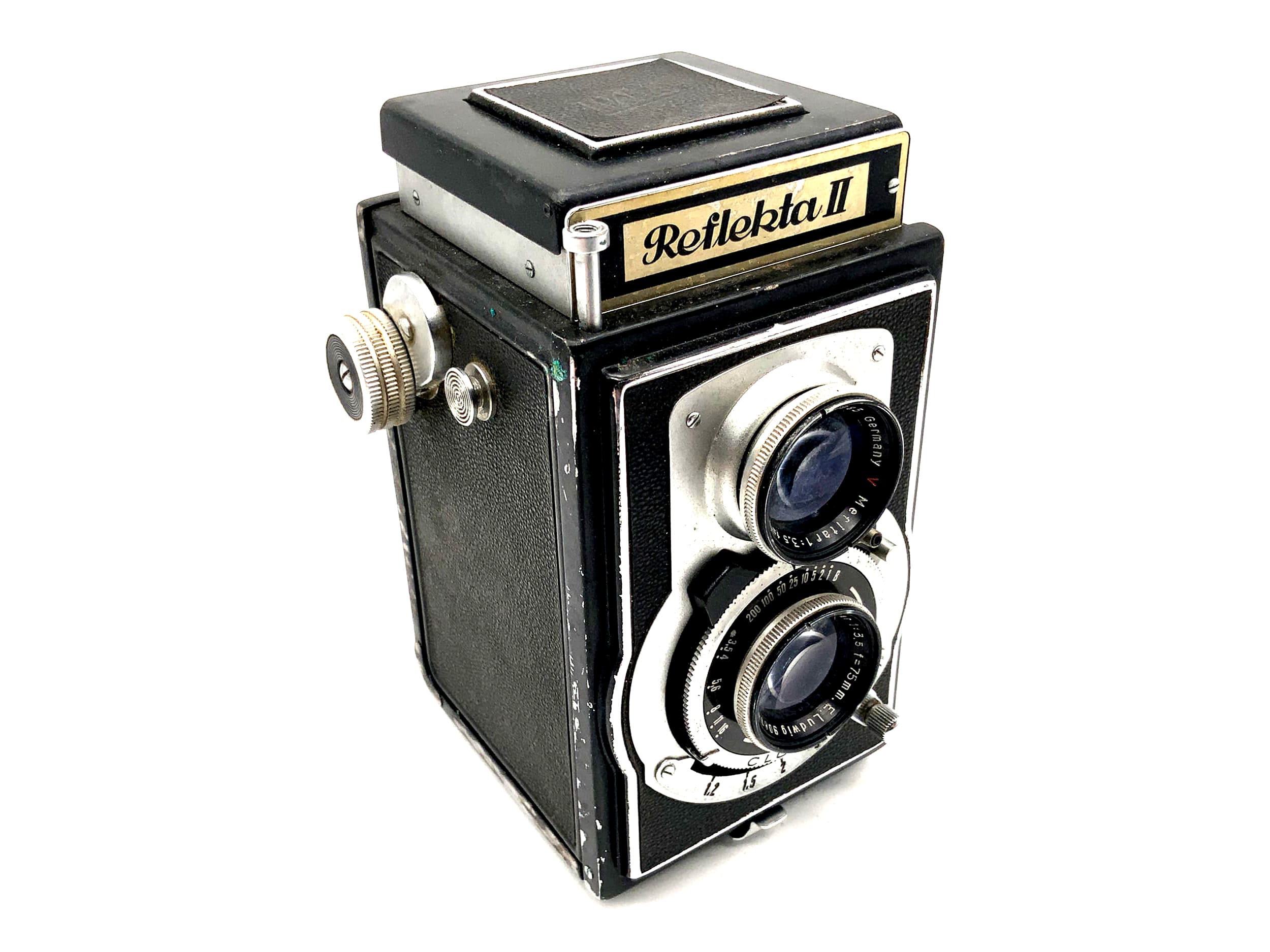 Welta Reflekta II TLR mit E.Ludwig Meritar red V 1:3.5 f=75mm Cludor zweiäugig