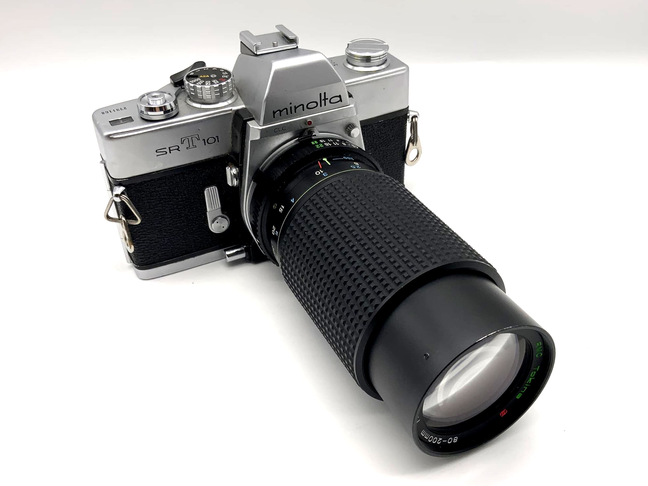 Minolta SRT101 mit Tokina RMC 4.5 80-200mm Spiegelreflexkamera 35mm analog