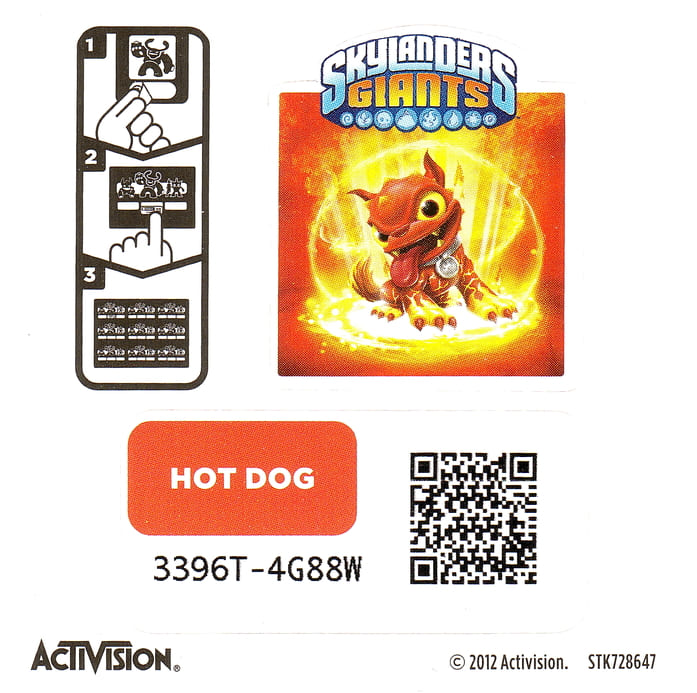 Skylanders Giants Hot Dog Aufkleber