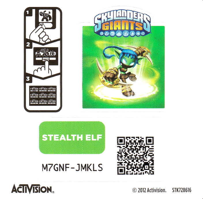 Skylanders Giants Stealth Elf Aufkleber