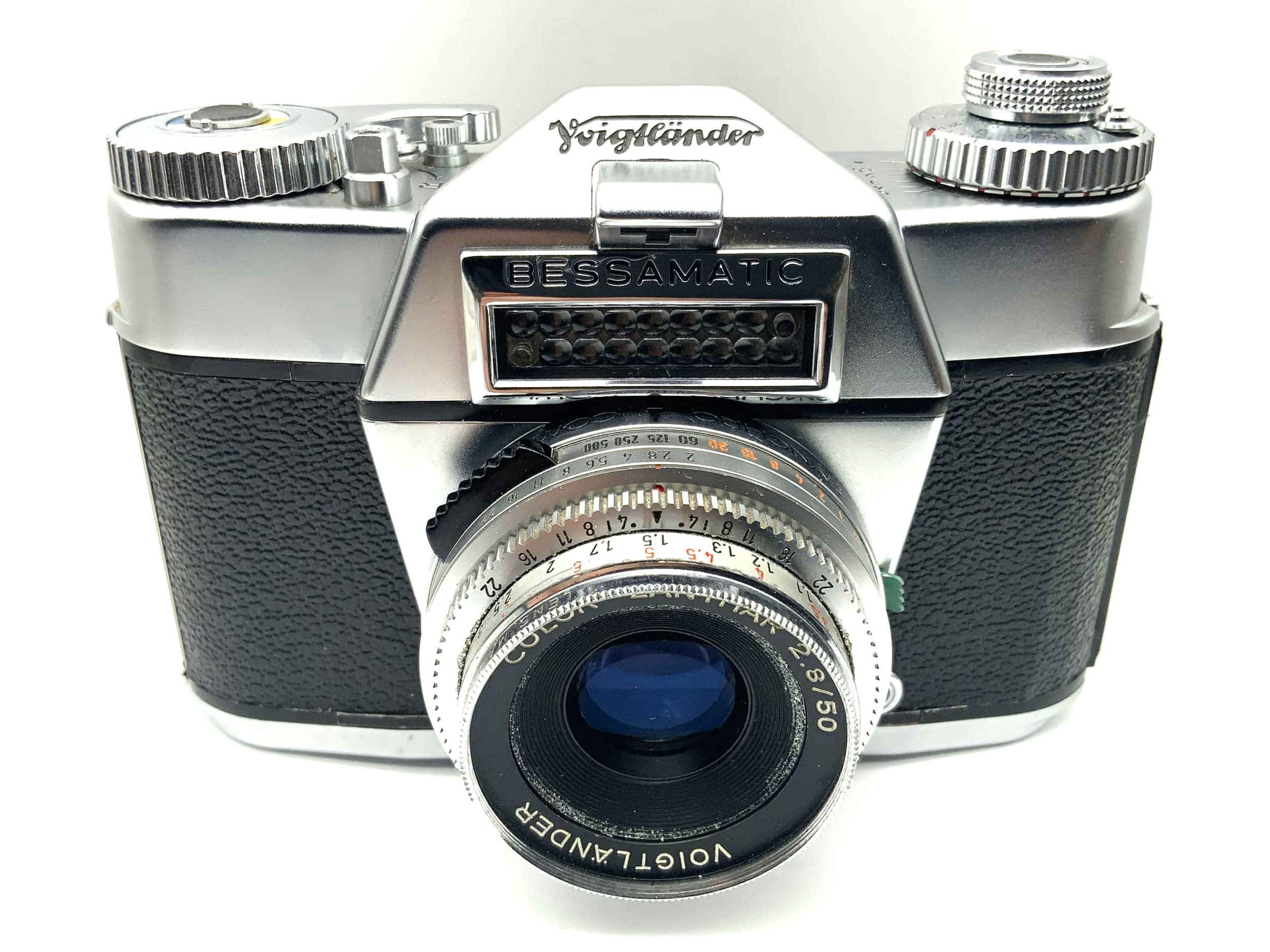 Voigtländer Bessamatic SLR Synchro-Compur-X (Color-Lanthar 2.8/50) Beli defekt!