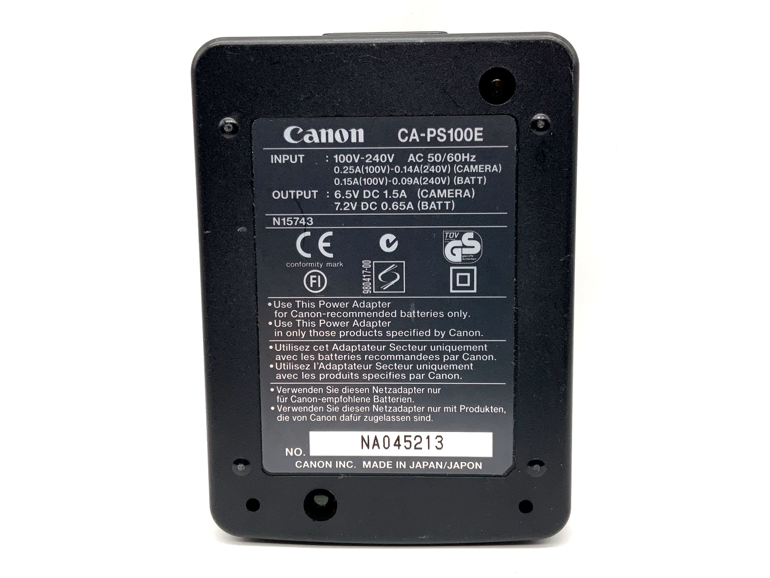 Canon CA-PS100E Ladegerät NB-5H Battery Charger Power Adaptor