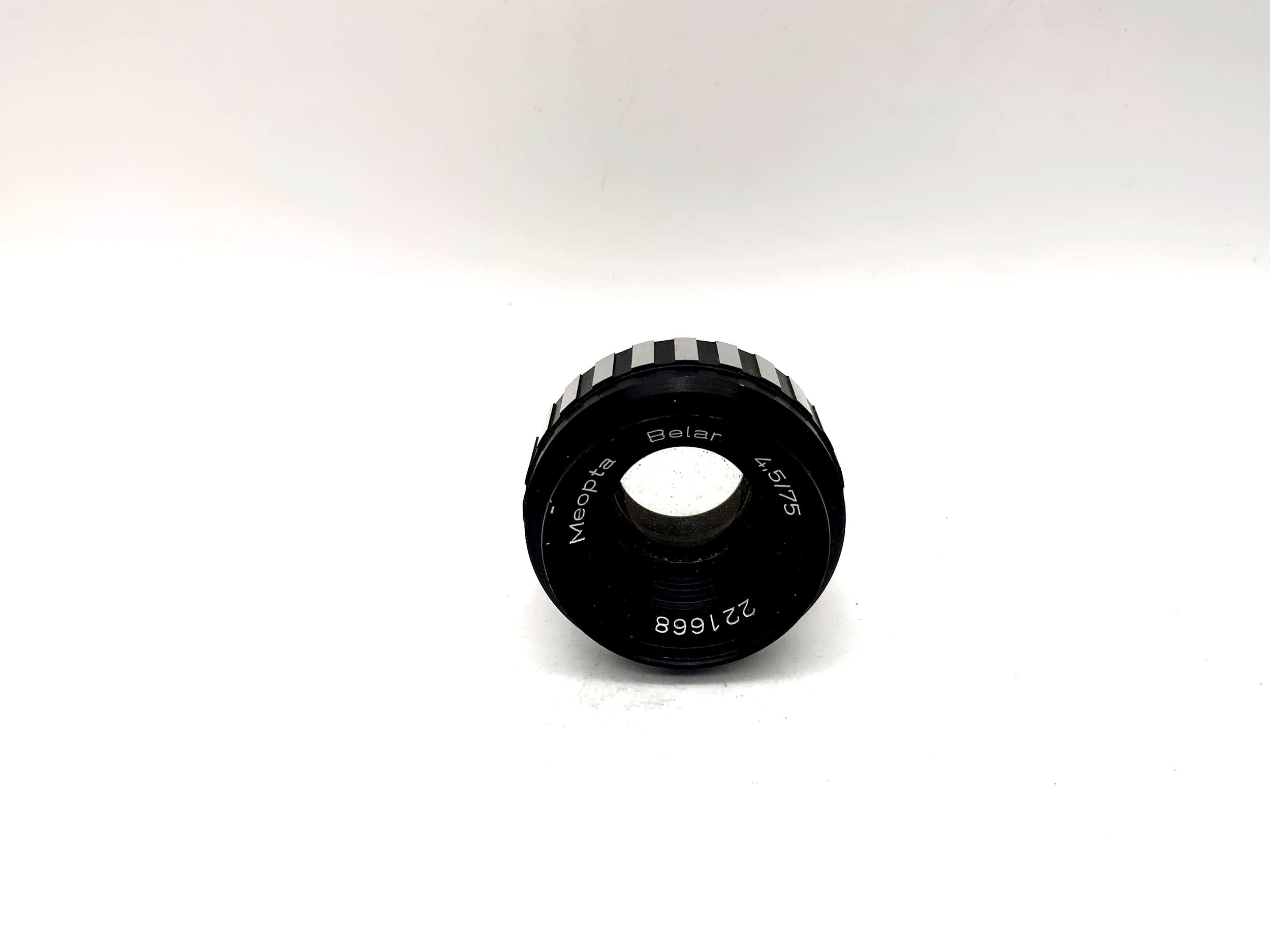 Meopta 75mm 1:4.5 Vergrößerungsobjektiv Belar Enlarger Zebra (23,5mm Gewinde)