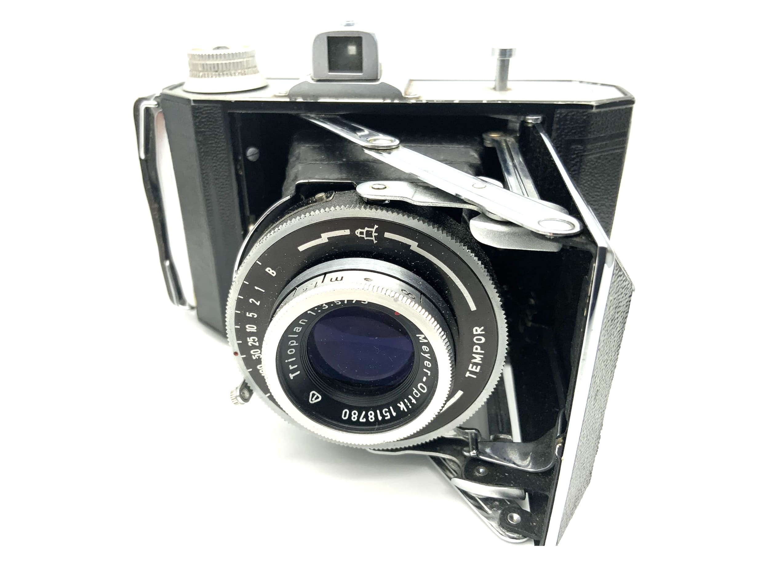 Rheinmetall Weltax Klappkamera mit Meyer Optik Trioplan 1:3.5 75mm red V Tempor