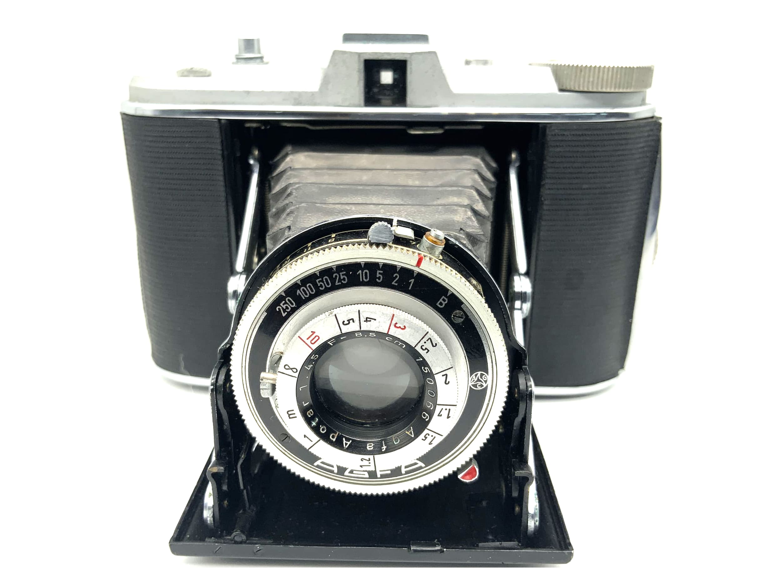 Agfa Isolette Klappkamera mit Apotar 1:4.5 8,5cm 85mm