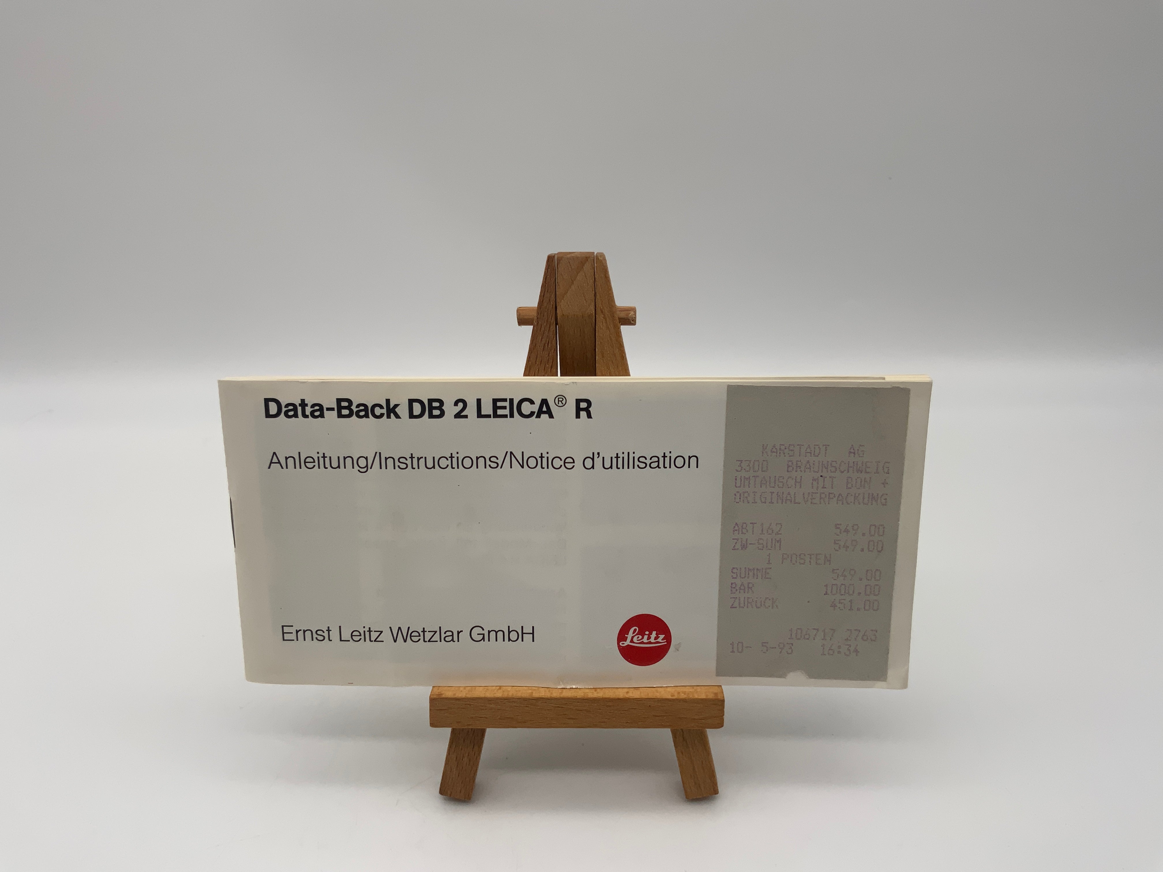 Leica Data Back DB 2 Leitz Bedienungsanleitung Deutsch