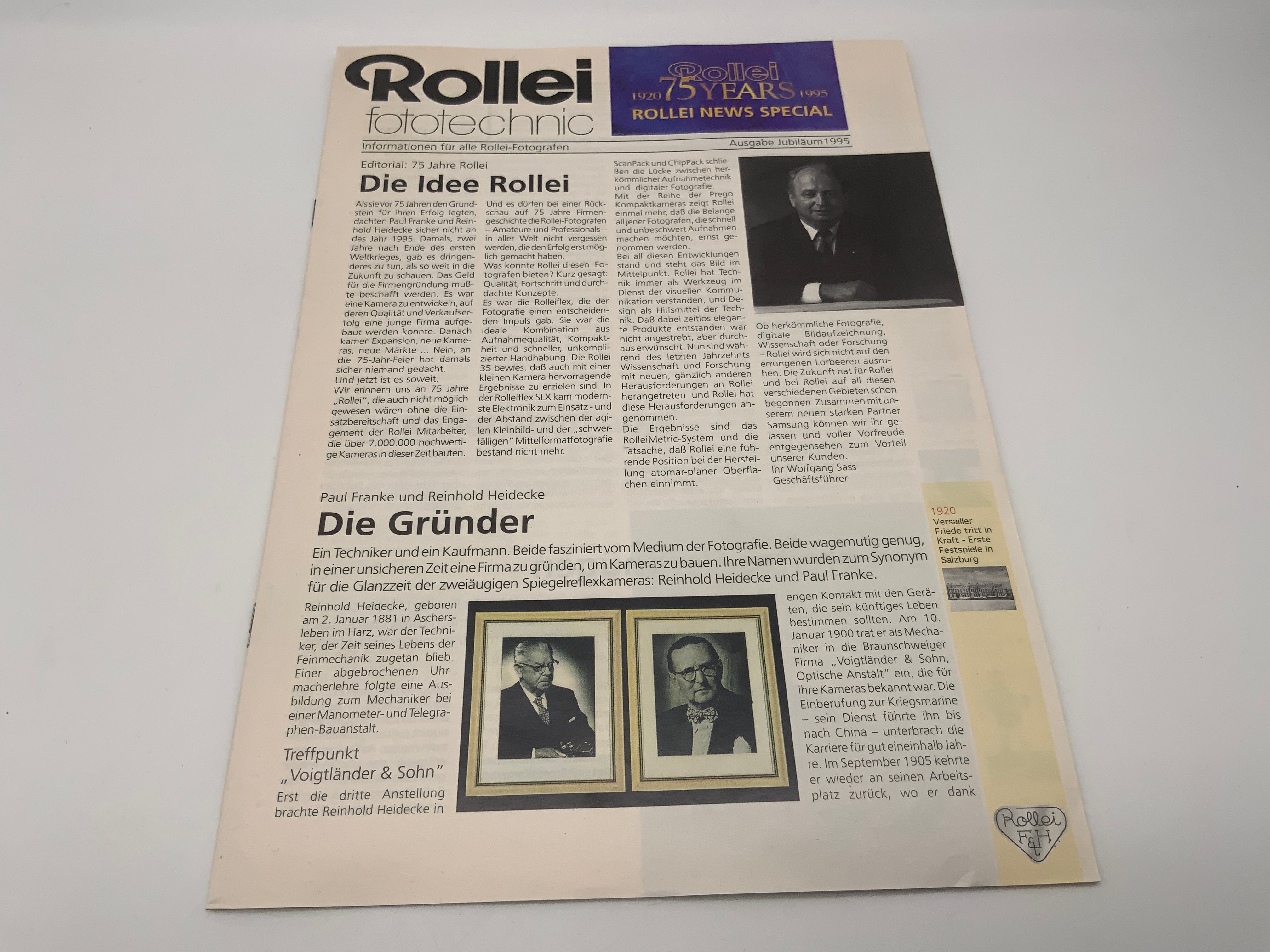 Rollei 75 Years Rollei News Special Broschüre Magazin Prospekt Deutsch