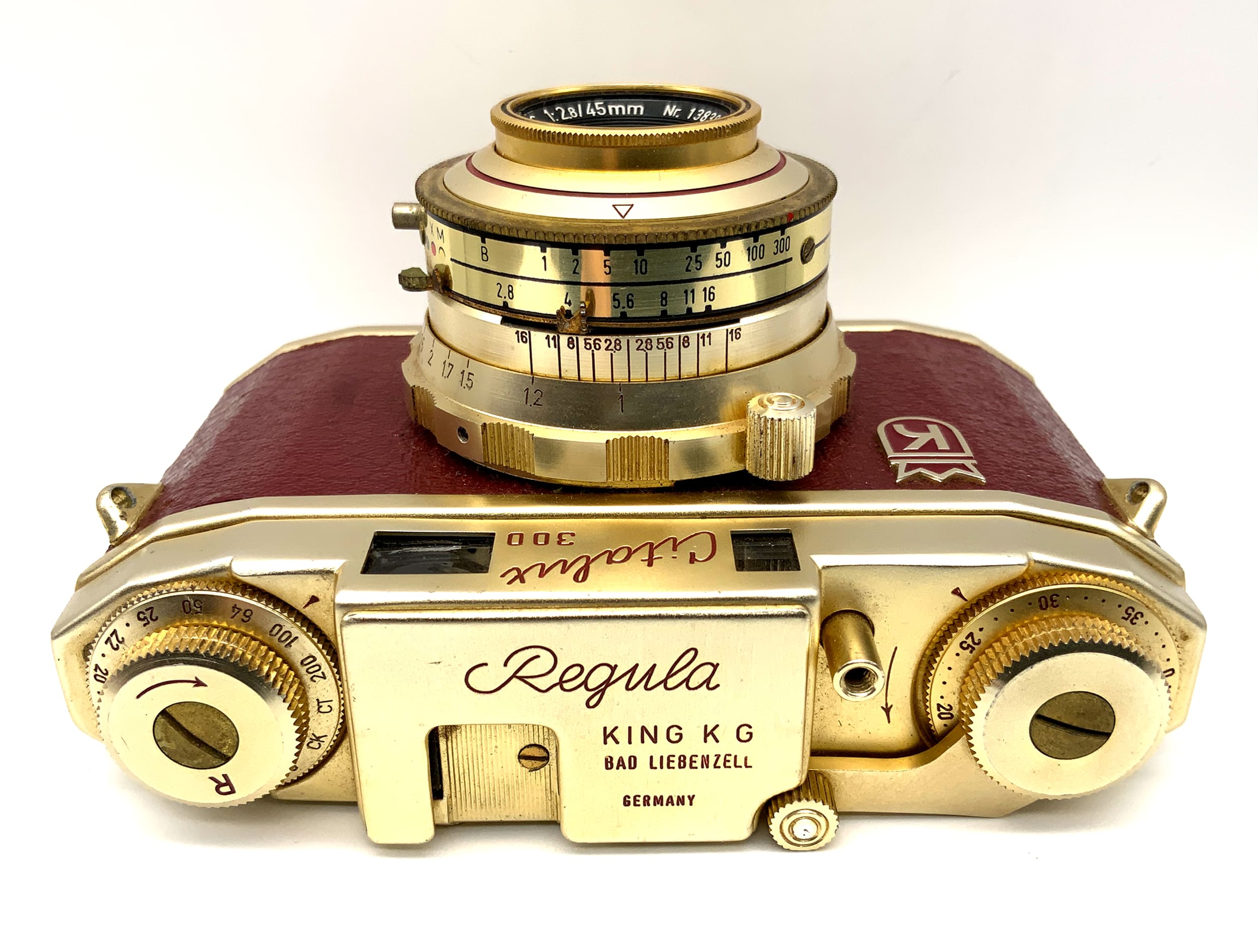 King KG Regula Citalux 300 mit Cassar S 1:2.8/45mm Prontor-SVS gold mit Tasche