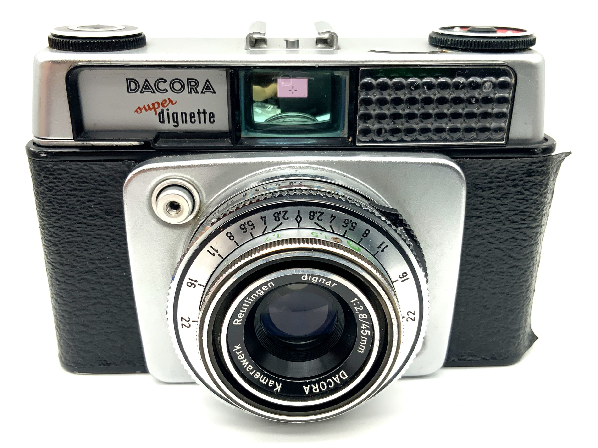Dacora super dignette Sucherkamera mit dignar 1:2.8/45mm Vario-LK Analogkamera