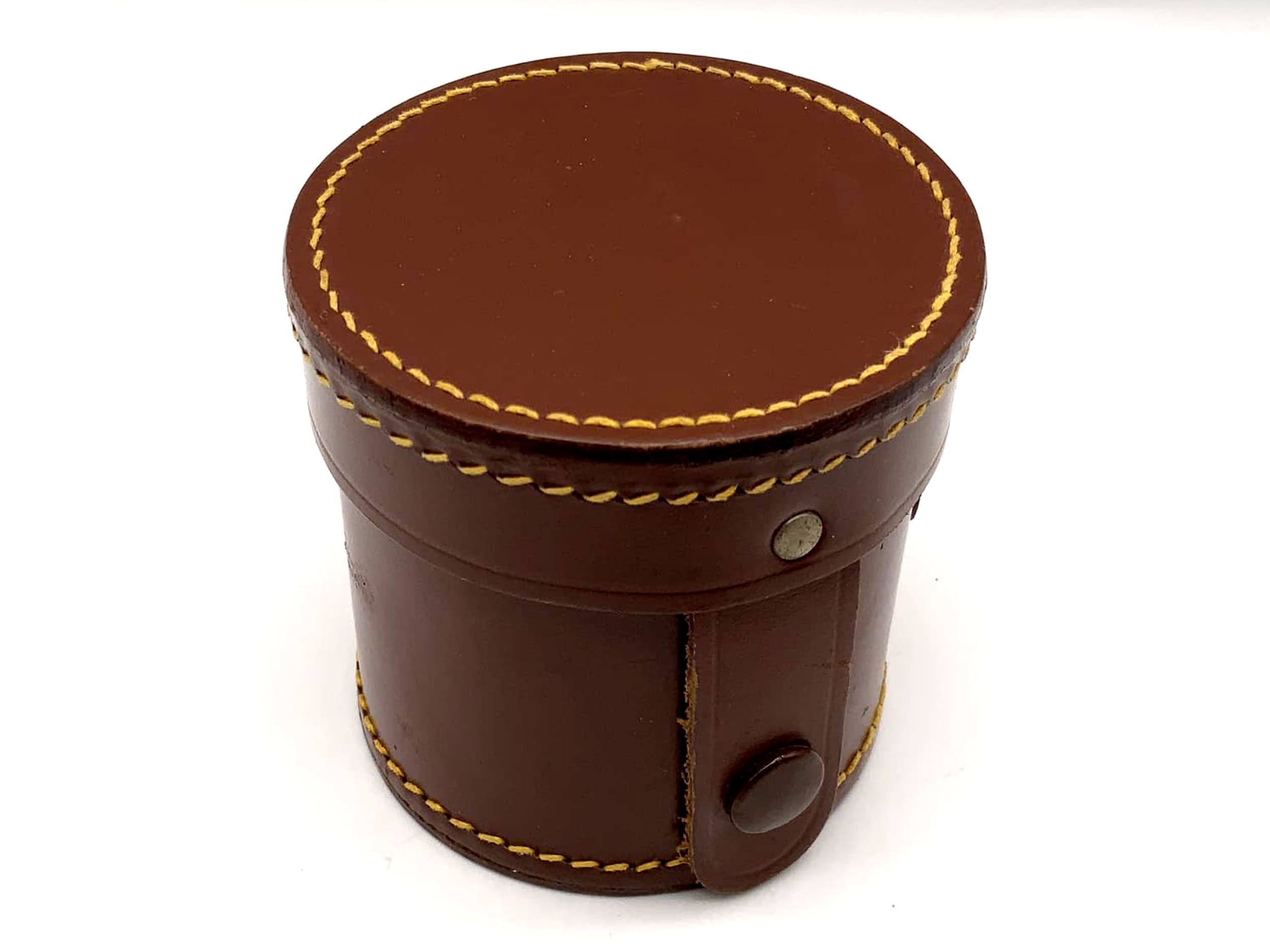 Köcher braun ca.8x7cm ´(19) Leder Objektivtasche universell Hard Case Lens Case