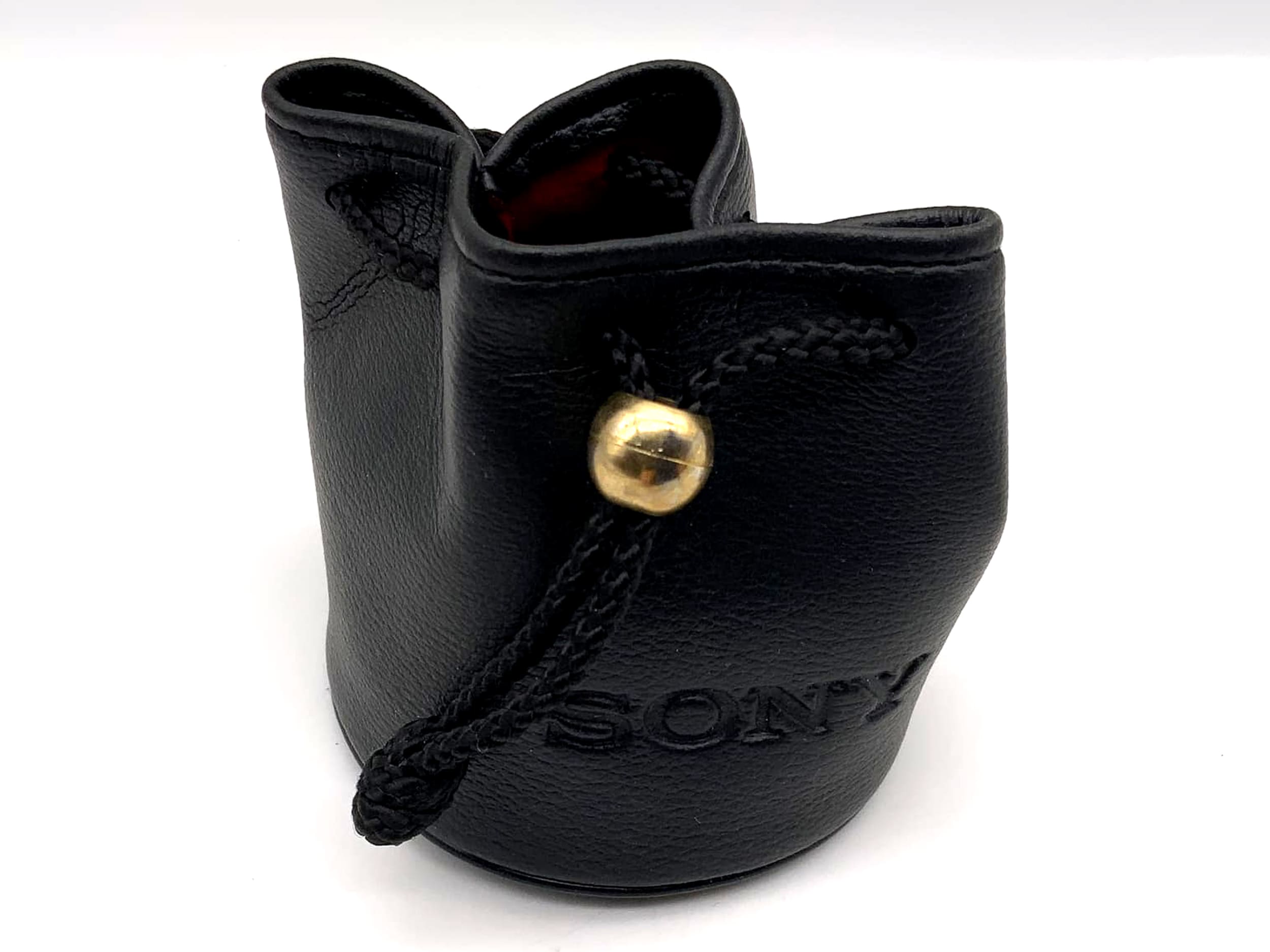 Sony Köcher schwarz ca.8x8cm Leder Objektivbeutel universell Lens Case