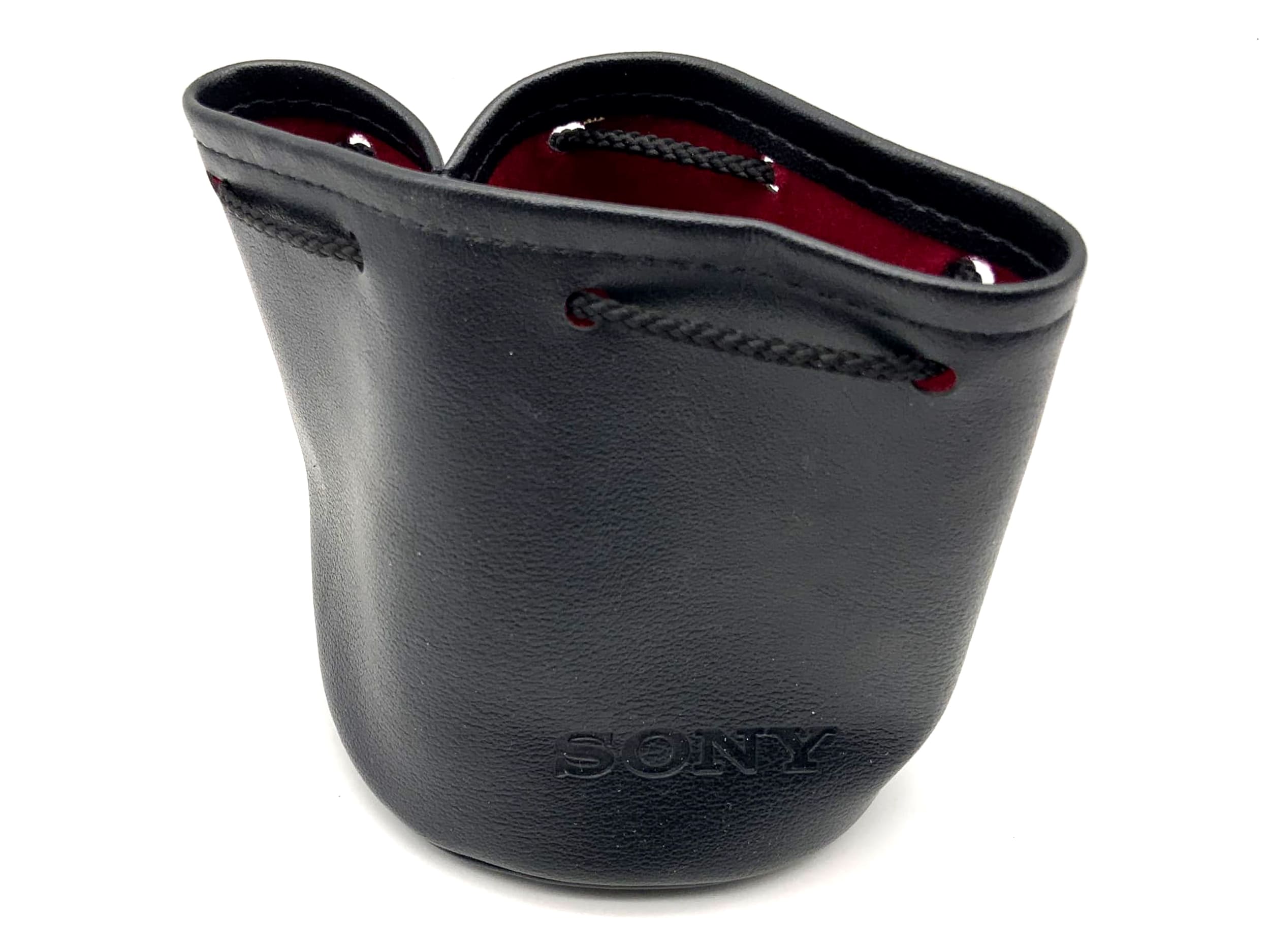 Sony Köcher schwarz ca.10x10cm Leder Objektivbeutel universell Lens Case
