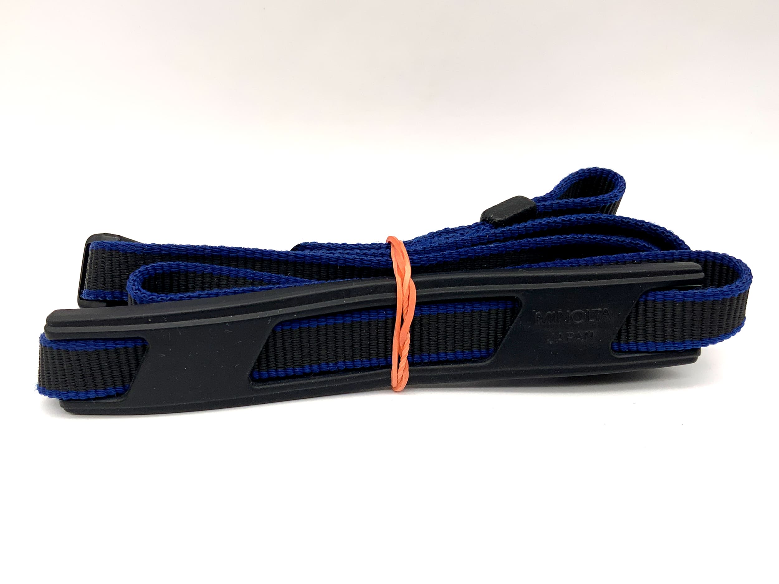 Minolta ca. 11mm breit Gurt schwarz/blau Hals Schultergurt Kameragurt Neck Strap