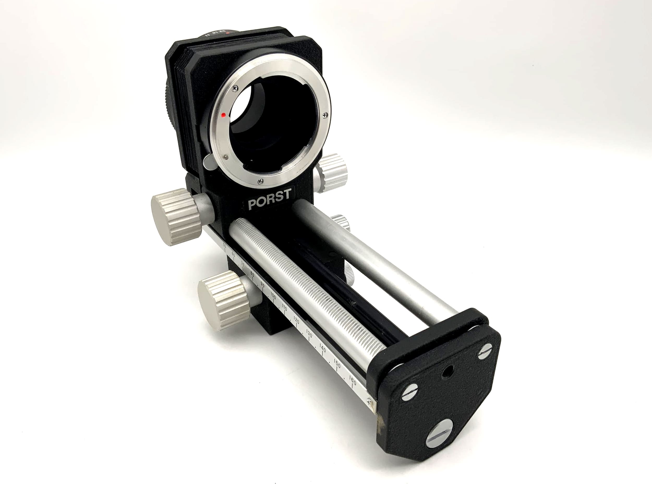 Porst Balgengerät schwarz Bellows mit Einstellschlitten Makrobalgen (Pentax K)