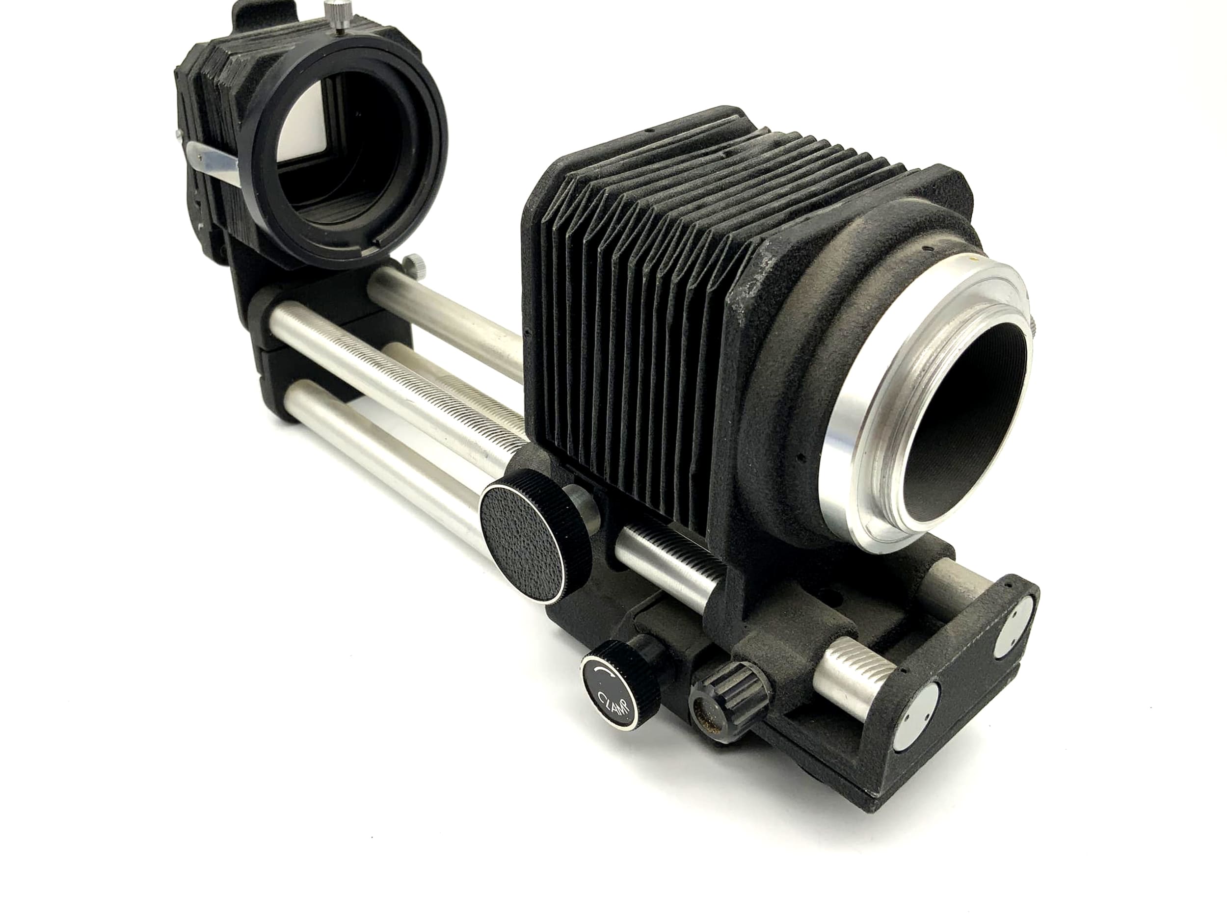 Balgengerät schwarz Bellows mit Einstellschlitten und Dia Dublikator